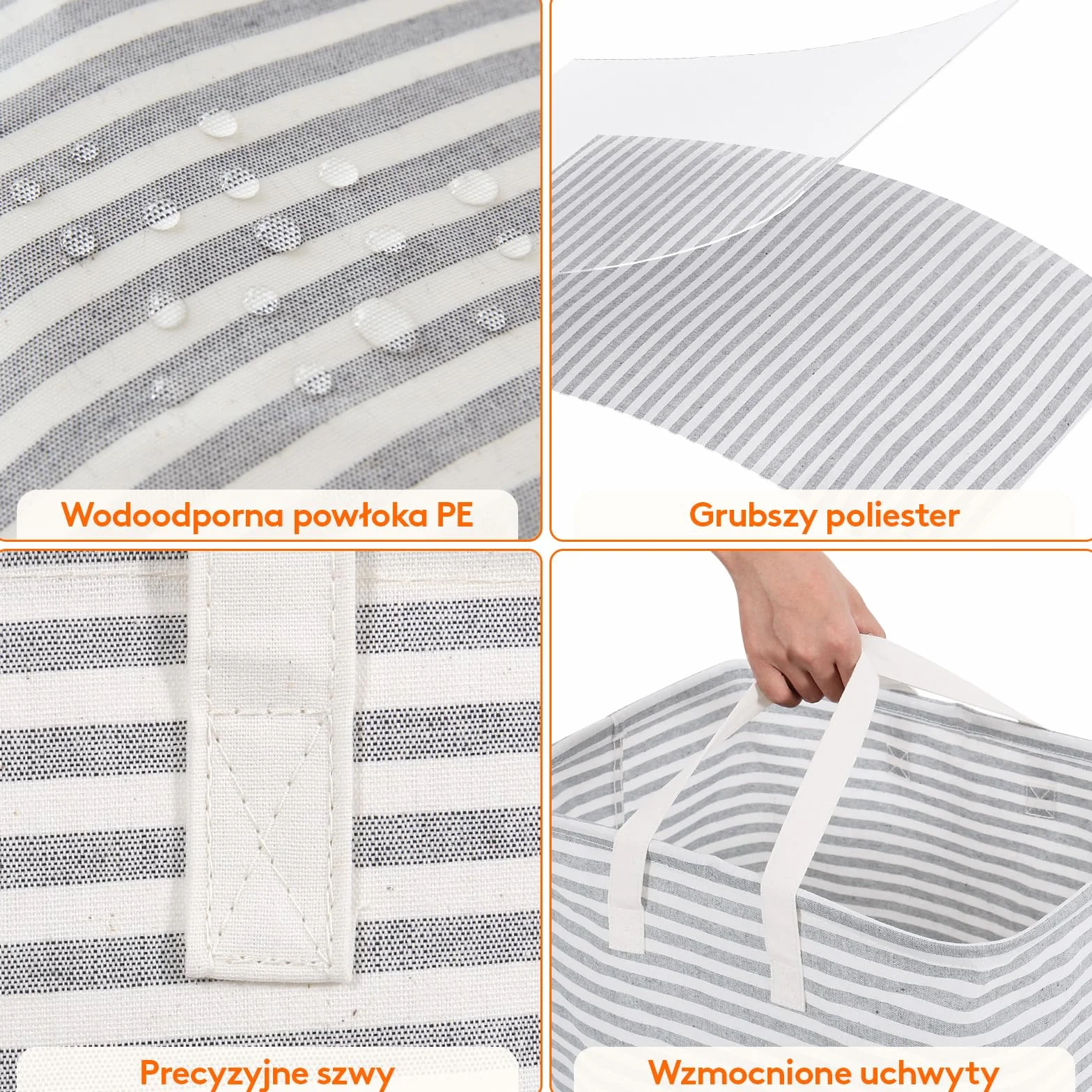 Lifewit Kosz na Pranie z Uchwytem, Duży Składany Wodoodporny Kosze Brudna Ubrania, Laundry Basket do Odzież, Sypialnia, Szary, 80L