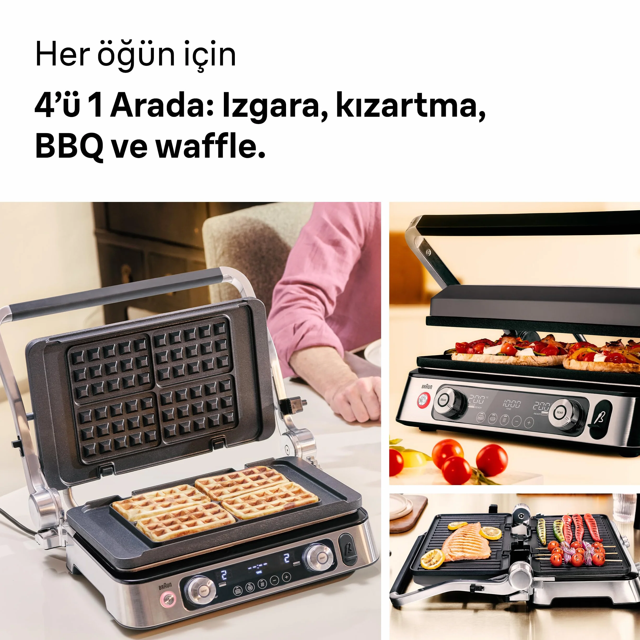 Braun MultiGrill9 CG9167 elektryczna kratka 2200 W 2 termostaty 3 pozycje gotowania sonda termiczna BOOST