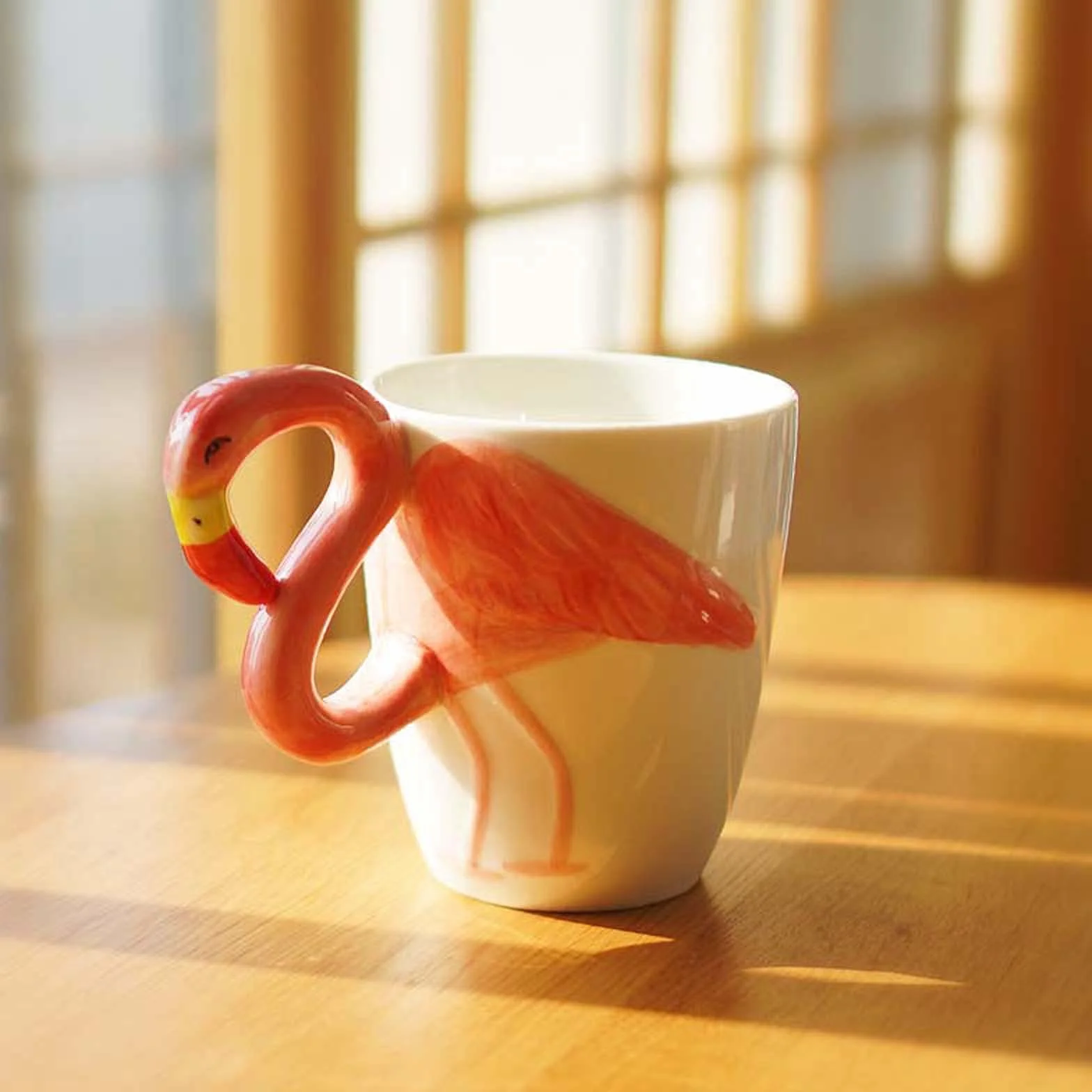 XINGYU Kubek z flamingiem ceramiczny kubek do kawy gładki porcelanowy kubek ręcznie wykonany kubek do herbaty kubek do kawy z uchwytem 3D zwierzę Boże Narodzenie prezent urodzinowy