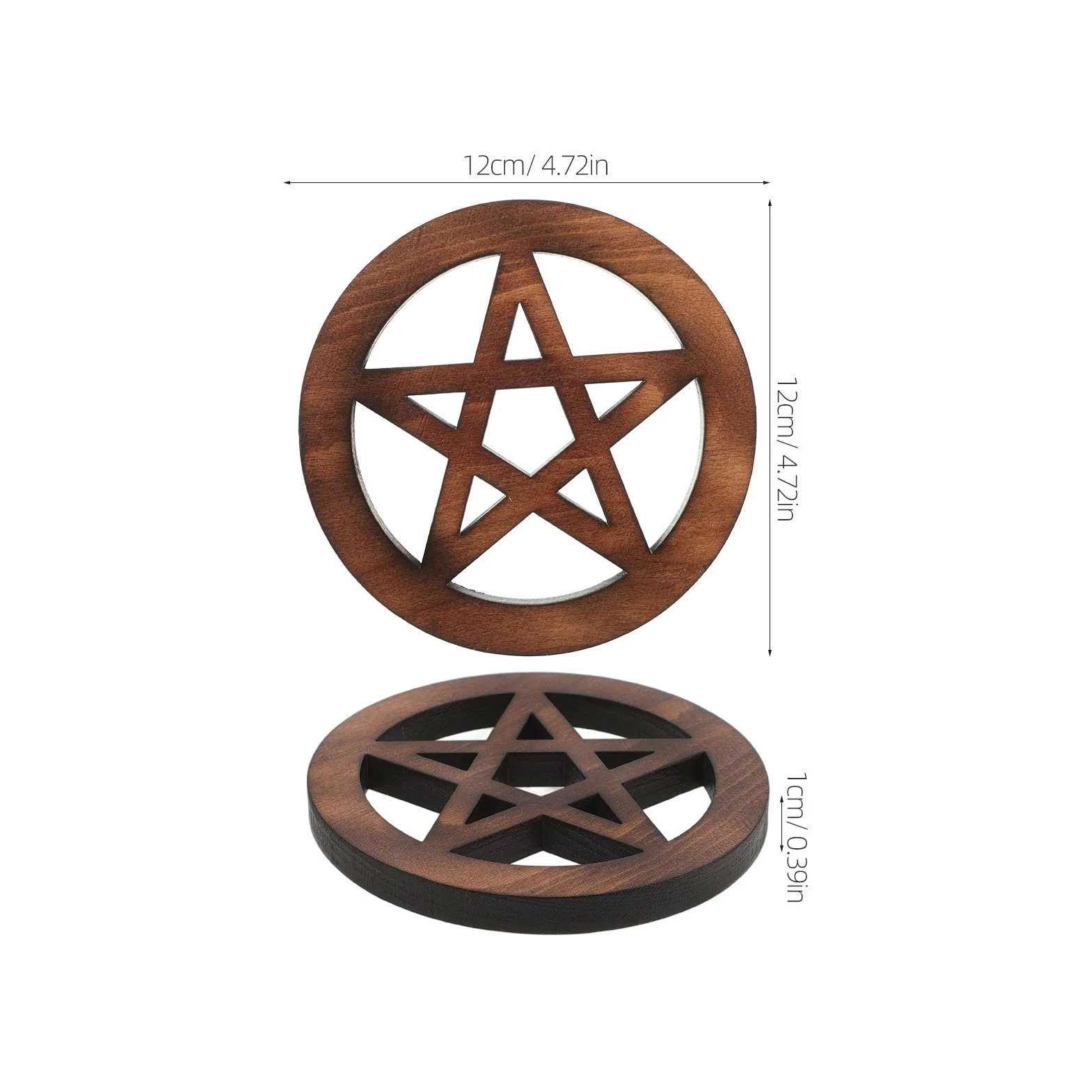 Drewniany Pentagram Dekoracyjny Płytka Ścienna Ołtarz Pogański Wicca Figurka Biurko Półkę Ozdoba Metafizyczna Jasnobrązowa