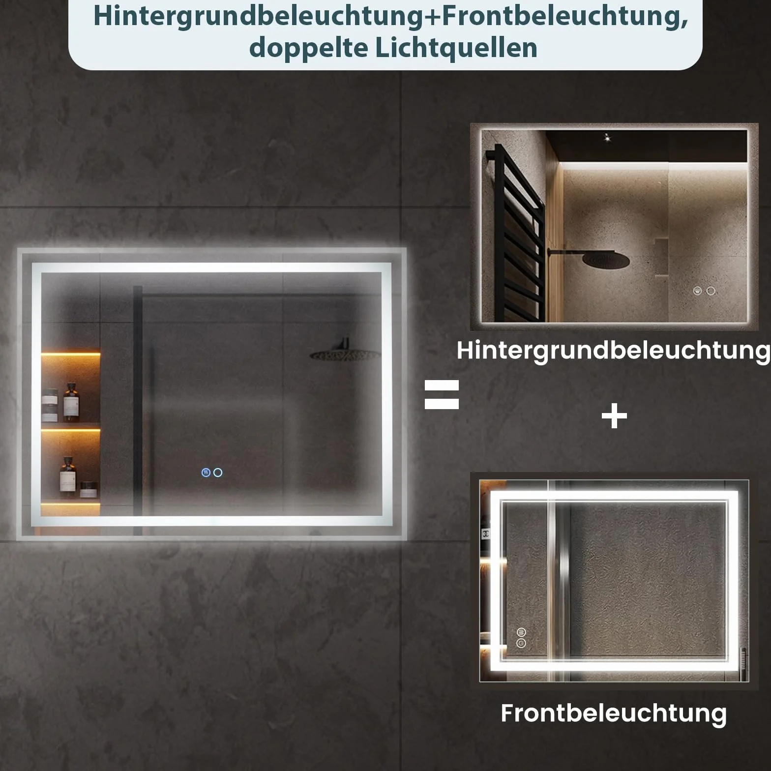 COSTWAY Lustro łazienkowe LED 80x60 cm antyparowe ściemniane dotykowe pamięć