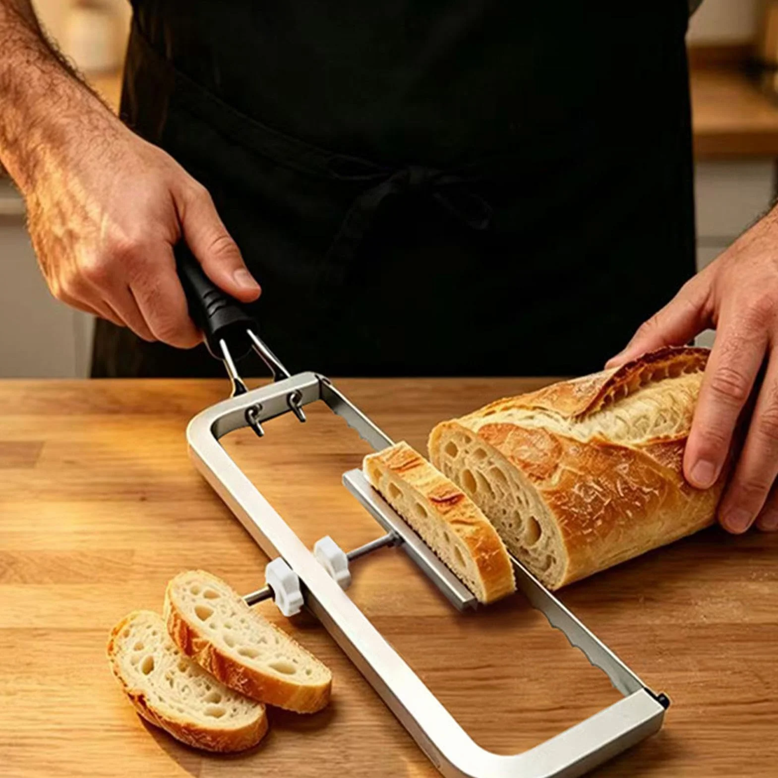 Ręczna krajalnica chleba | Ząbkowany Przecinak Piłowy do Pieczywa | Krajalnica do Bułek i Bajgli - Do Tostów Bochenka Kanapek Bajgli Tortów Ciasta Dom Kuchnia Pieczenie Restauracja Apartament