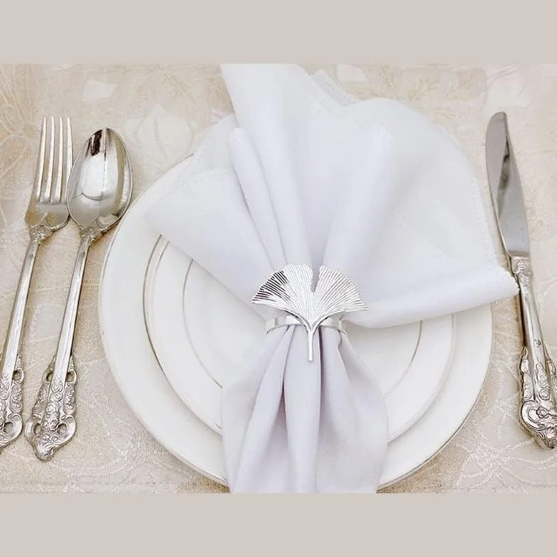 6pcs Ginkgo Leaves Napkin Rings Buckle Holders for Wedding Party Dinner Table Decoration Rose Gold
