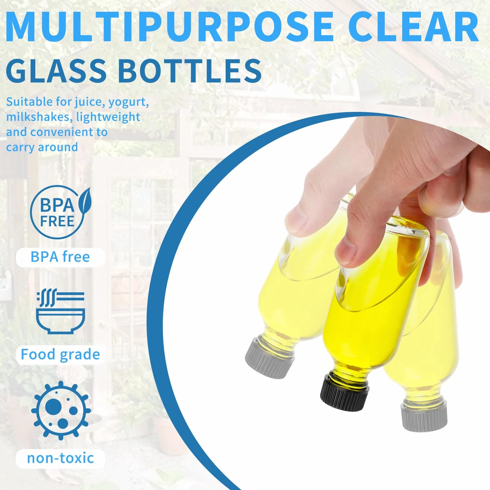 Mini butelki na alkohol, 12 sztuk, 60 ml, przezroczysta butelka na napoje, puste butelki wielokrotnego użytku, na olej, syrop, piwo, sok i wino
