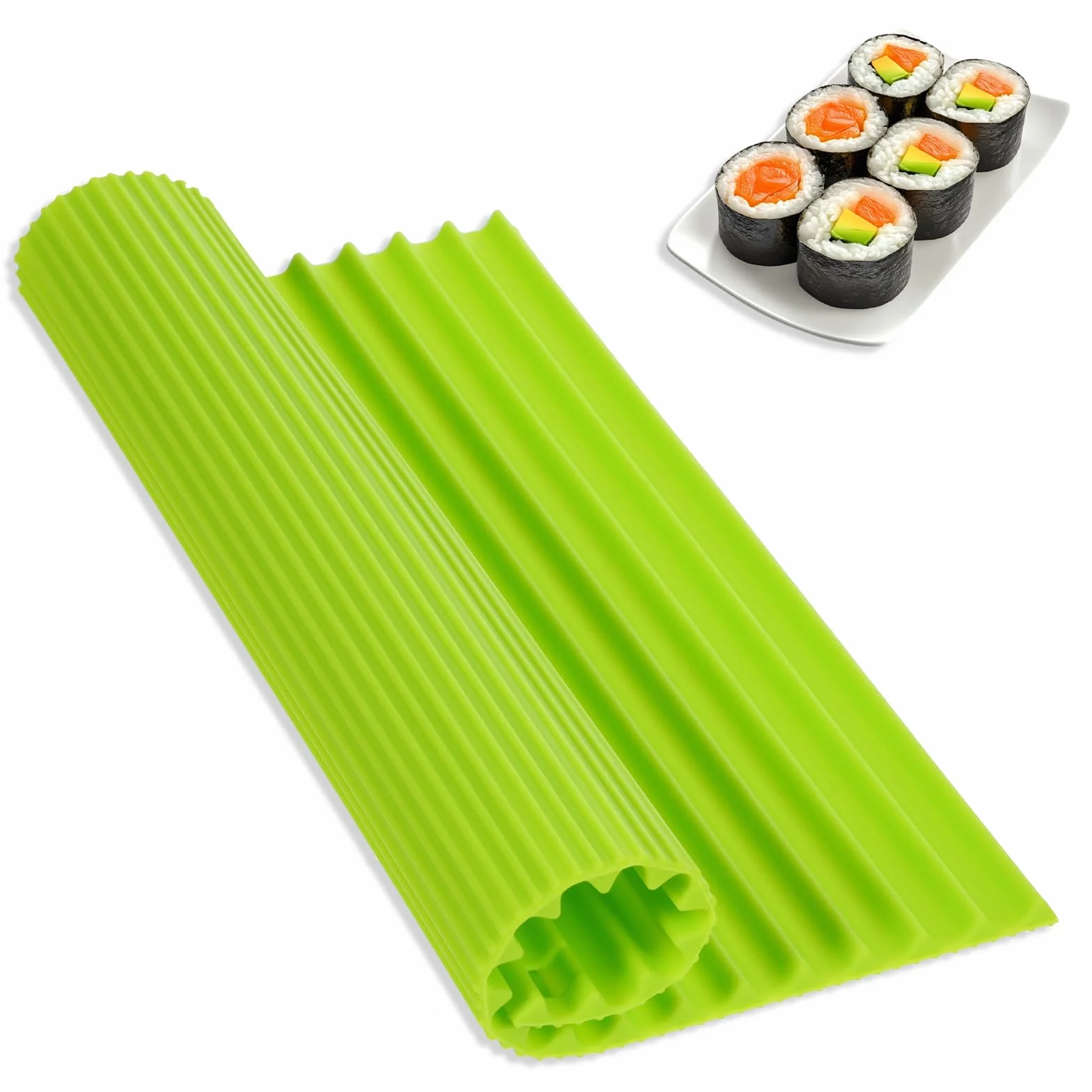 Zestaw do robienia sushi, silikonowa mata do sushi, dla początkujących, sushi, dla dzieci, nieprzywierająca, wielokrotnego użytku, mata do sushi, 20 x 18 cm
