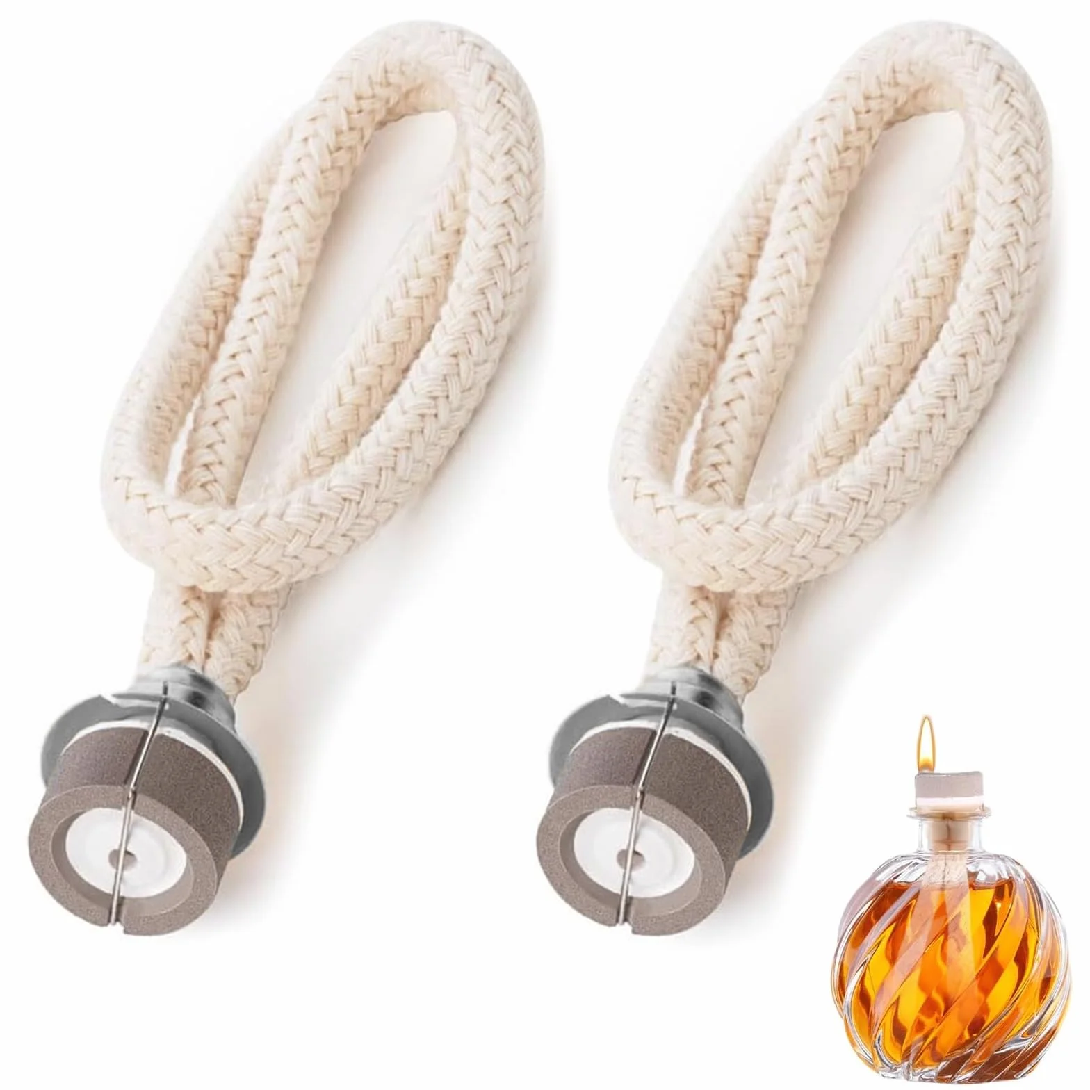 2 szt. knoty do aromaterapii, 18 mm lampa katalityczna, wymienne knot do lampy katalitycznej z palnikiem, oczyszczanie powietrza, odpowiednie do domu i biura (srebrne)