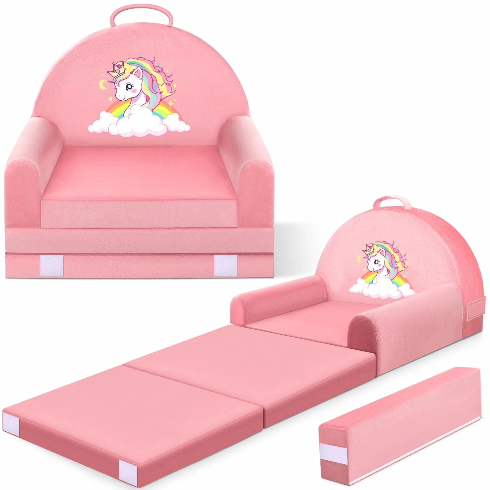 Składane krzesło dla małych dzieci, sofa dziecięca, rozkładana mini kanapa 2 w 1, 150 cm, miękki kryształowy aksamit dla małych dzieci, sofa do zabawy, do sypialni, salonu, pokoju zabaw