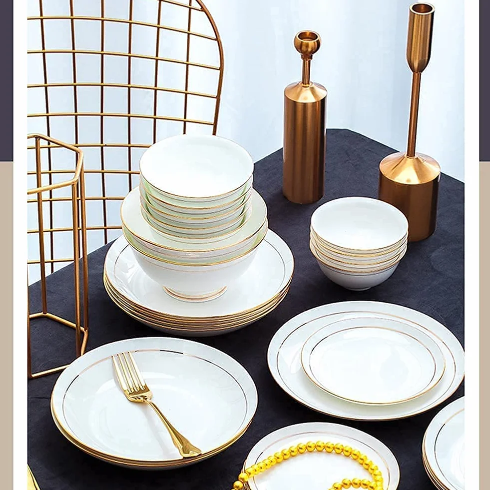 Zestaw zastawy stołowej - 36 szt. ceramiczny zestaw serwisowy, naczynia stołowe z porcelany kostnej dla 6 osób, porcelanowa zastawa stołowa