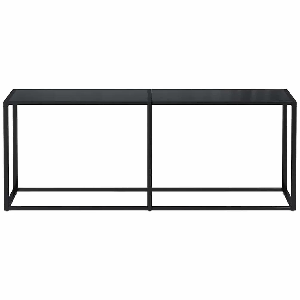 Stolik konsolowy z hartowanego szkła i stali malowanej proszkowo, 200 x 35 x 75,5 cm, stabilny stolik pomocniczy z półką do salonu, korytarza, biura i sypialni