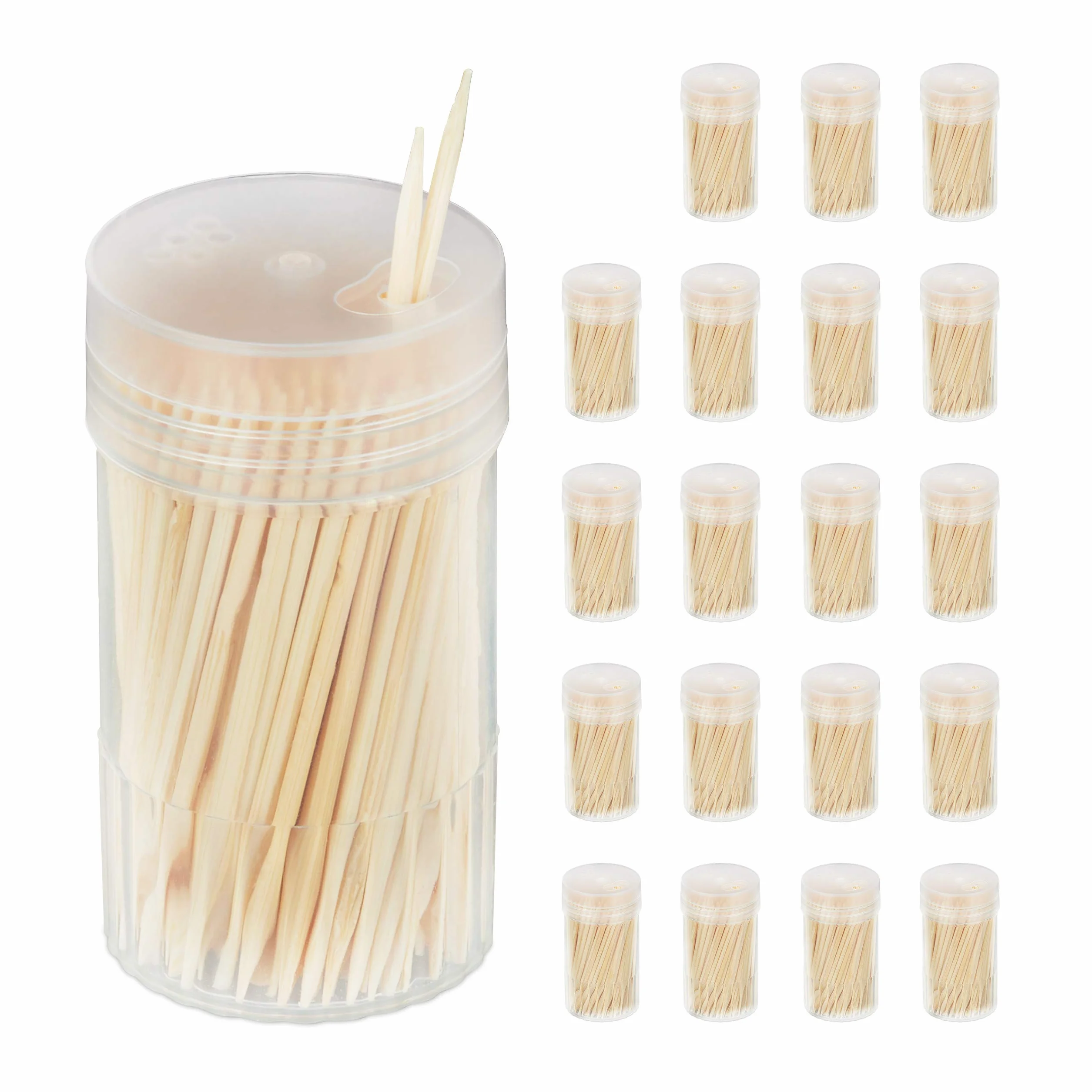 Relaxdays Drewniane wykałaczki 4000 szt., cienkie drewno do zębów do higieny dentystycznej, przekąsek i majsterkowania, 6,5 cm, naturalne
