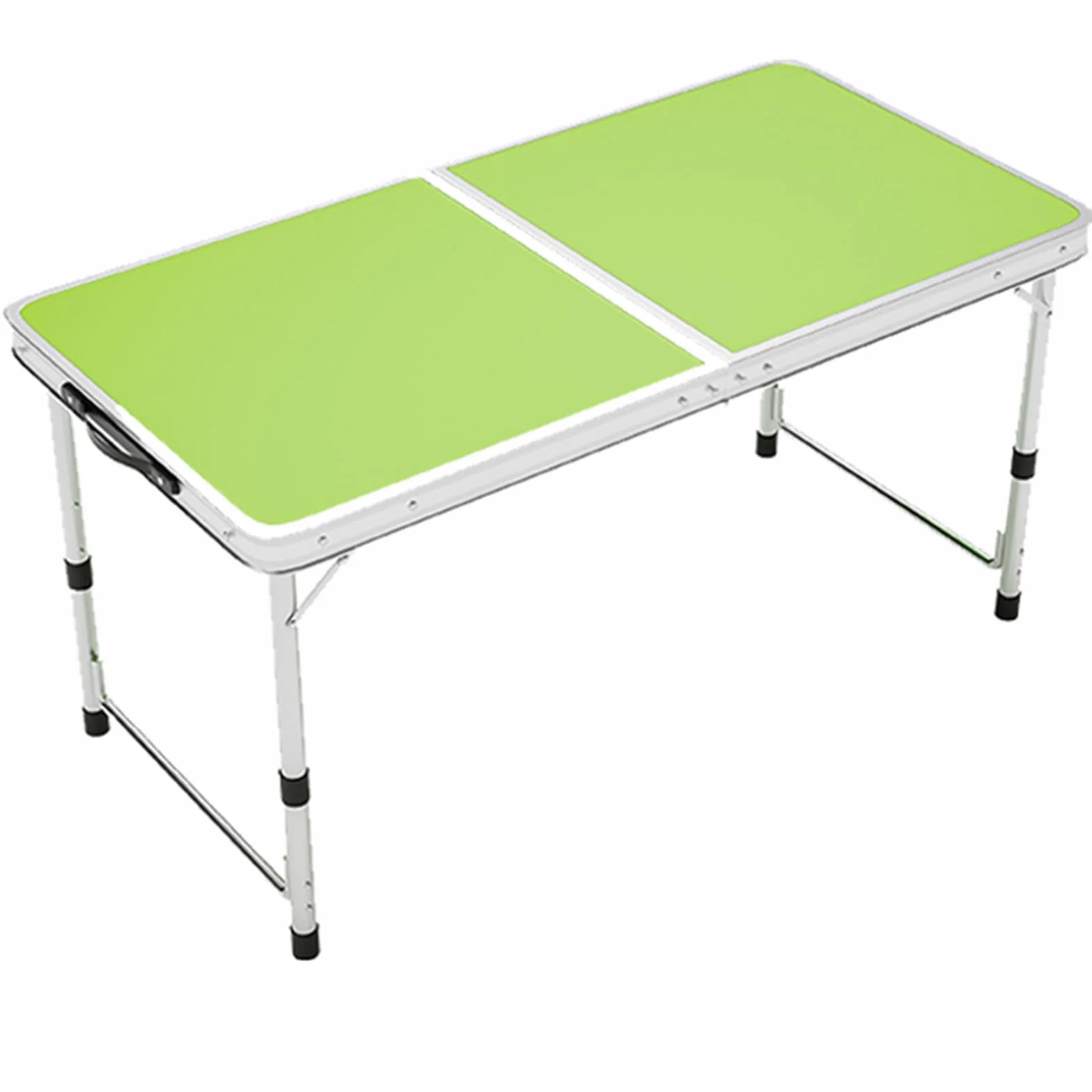 Regulowana wysokość przenośny aluminiowy składany stół na kemping catering biuro przyjęcie piknik ślub - 150 x 60 cm zielony do użytku na zewnątrz wewnątrz