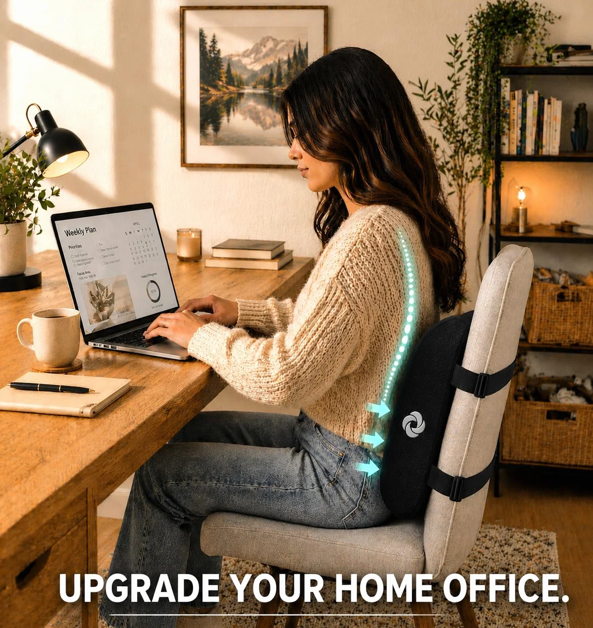 Samsonite SA5243 - Ergonomiczna poduszka podtrzymująca lędźwie - pomaga złagodzić ból dolnej części pleców - 100% czysta pianka z pamięcią kształtu - poprawia postawę - pasuje do większości siedzeń -