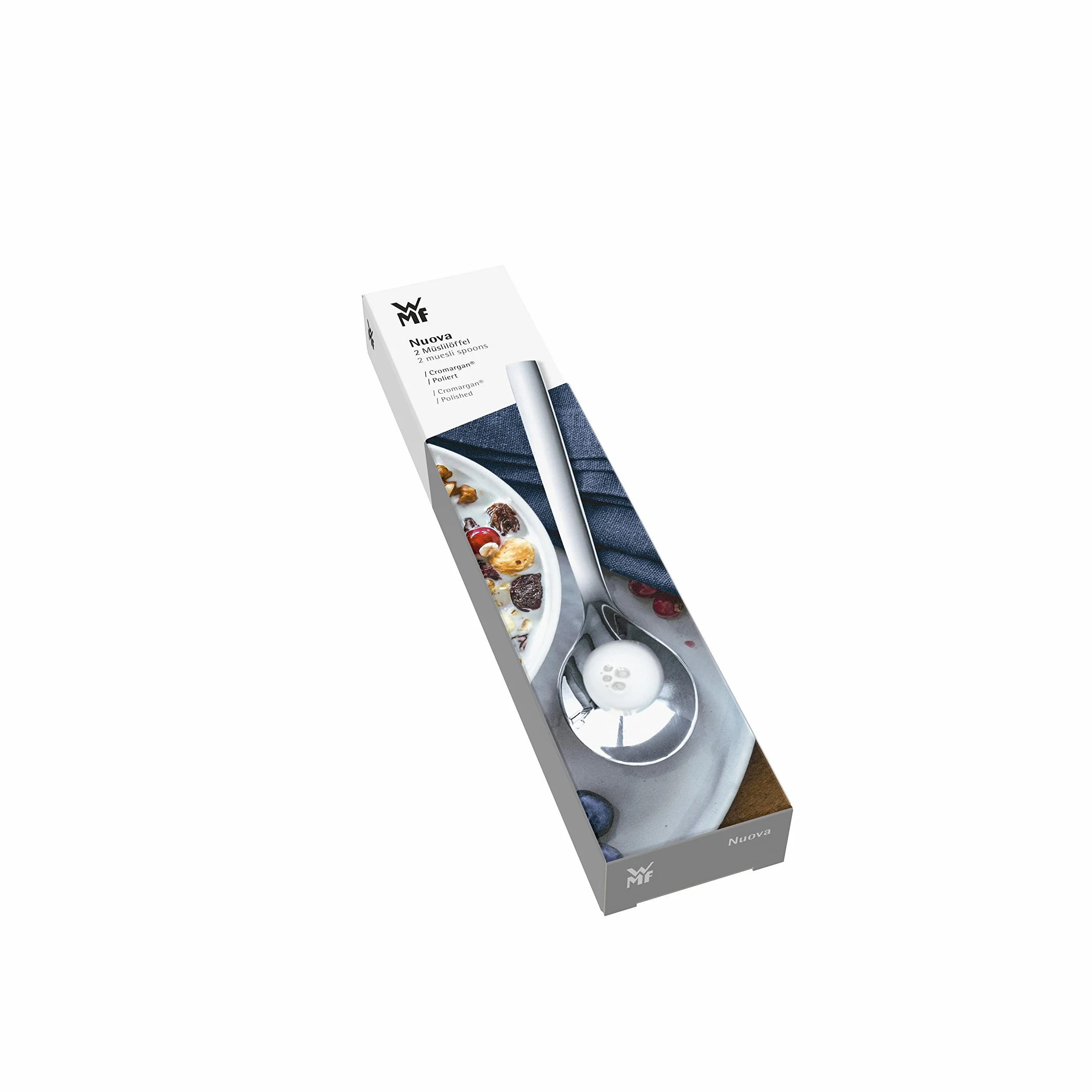 Wmf Nuova Łyżka Do Musli Polerowana Stal Nierdzewna Cromargan 16,5 cm Srebrna 2 sztuki