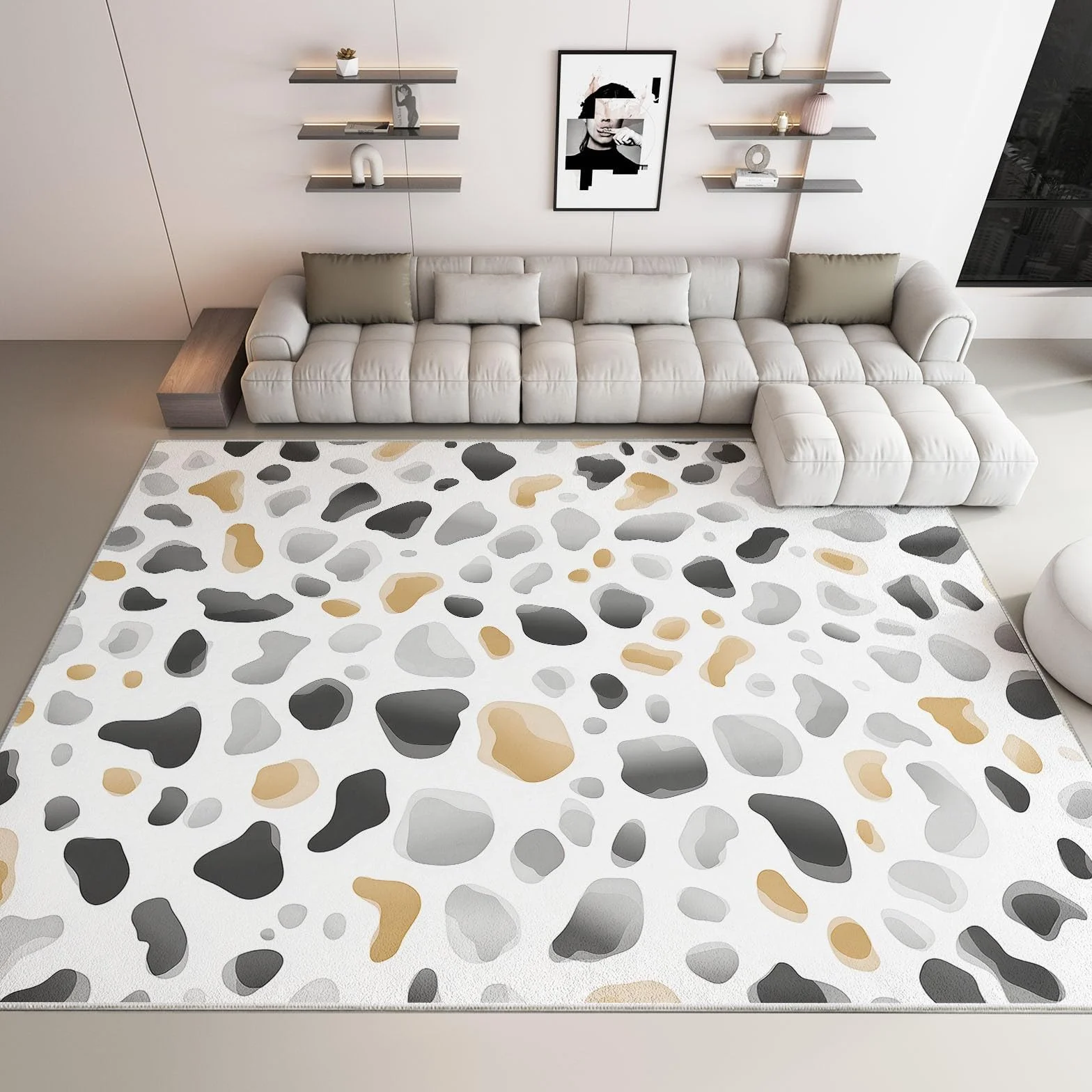 Dywan do salonu 120 x 170 cm sztuka abstrakcyjna, nowoczesny dywan z nadrukiem zwierząt w panterkę kolorowe klocki miękkie i lekkie paski do jadalni sypialnia przedpokój biuro - antypoślizgowy dywan