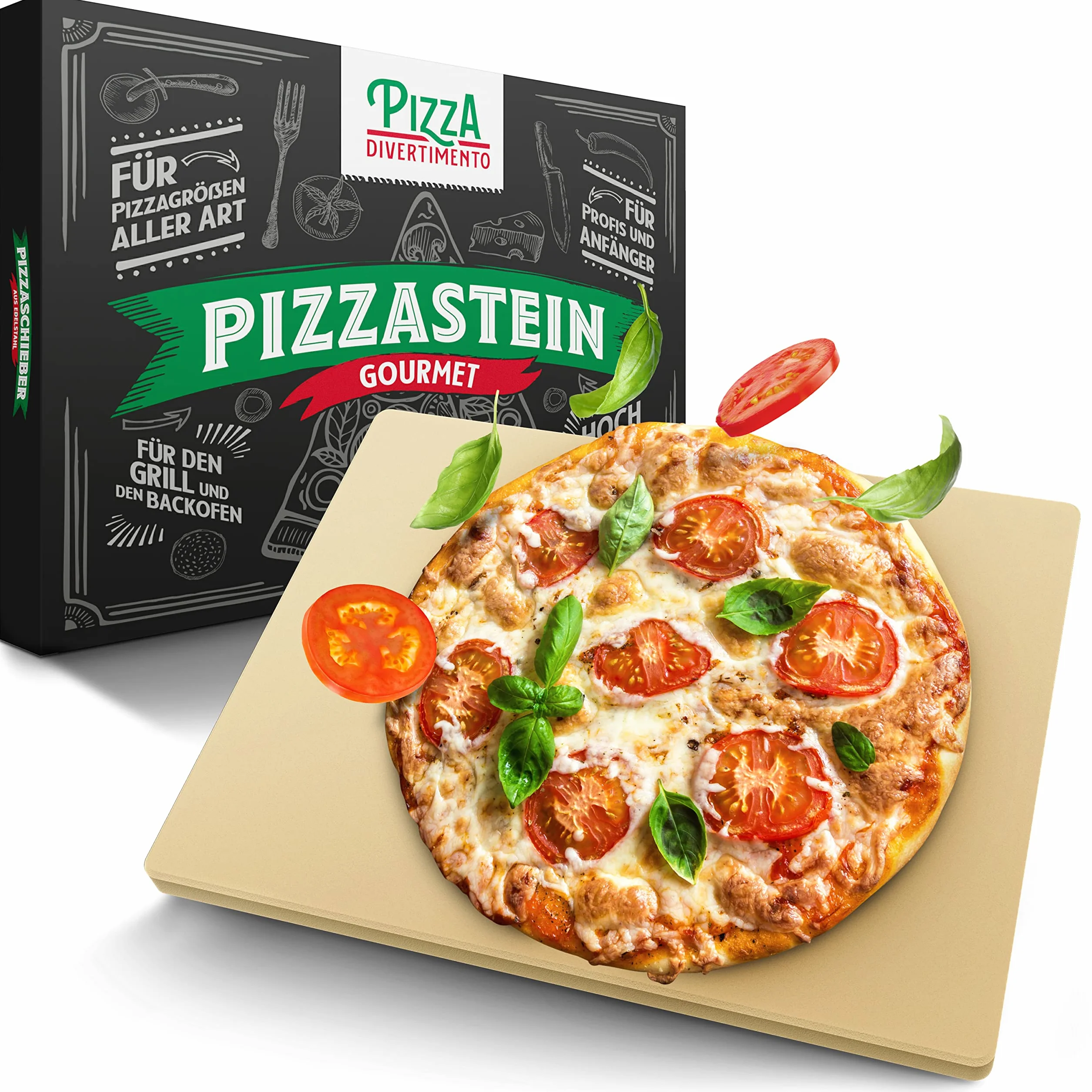 Pizza Divertimento Kamień do pizzy do piekarnika i grilla gazowego - kamień do pizzy z kordierytu - do chrupiącej podstawy i soczystego wykończenia
