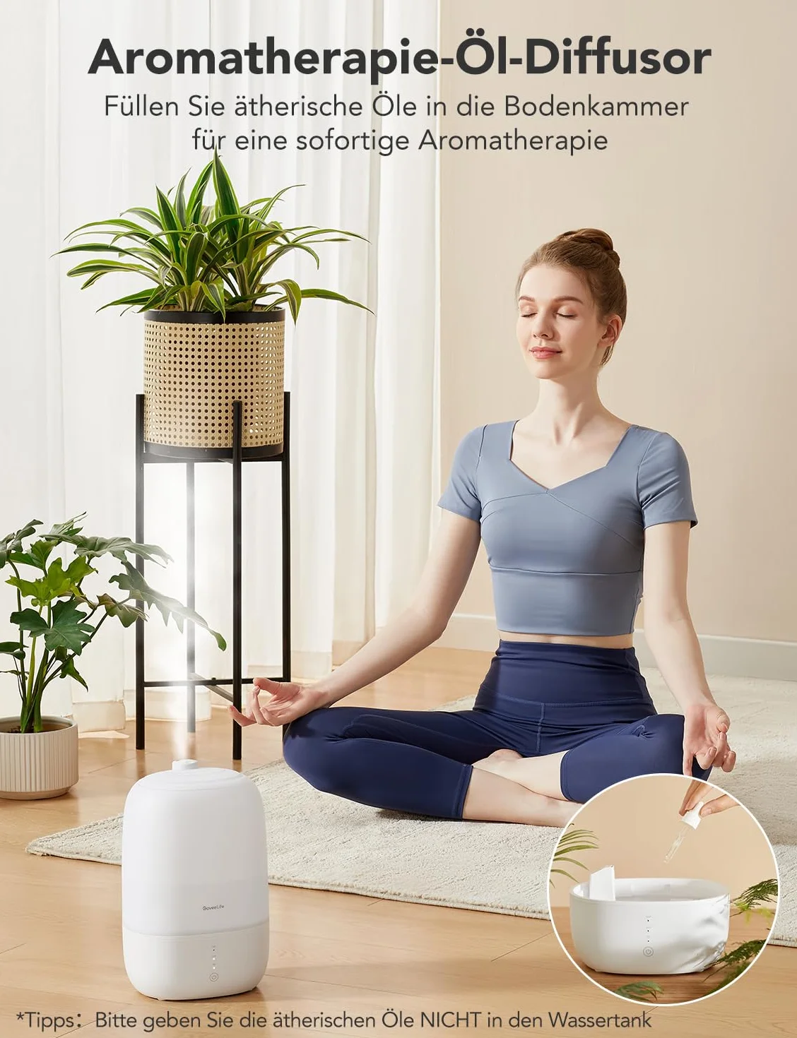 GoveeLife Top-Fill Air Smartnawilżacz do sypialni, 3 l, ultradźwiękowy dyfuzor powietrza z zapachem i światłem nocnym do 25 h, 24 dB, cichy