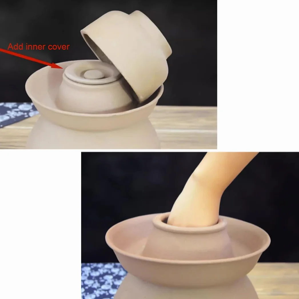 Duży naturalny ceramiczny słoik na marynaty z pokrywkami, chiński porcelanowy słoik do marynowania, ceramiczny garnek fermentacyjny z uszczelką wodną pokrywką śluzy powietrznej, garnek do kiszonej