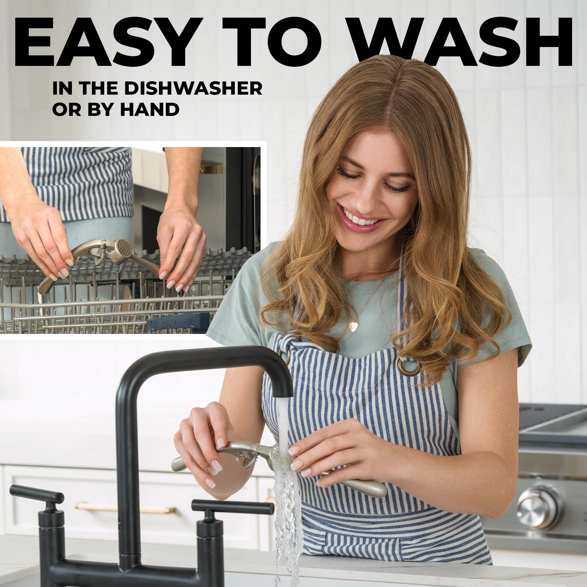 Zulay Kitchen Zestaw do wyciskania czosnku premium, odporny na rdzę, do mycia w zmywarce, profesjonalne narzędzie do mielenia, łatwe w czyszczeniu, z miękkim, ergonomicznym