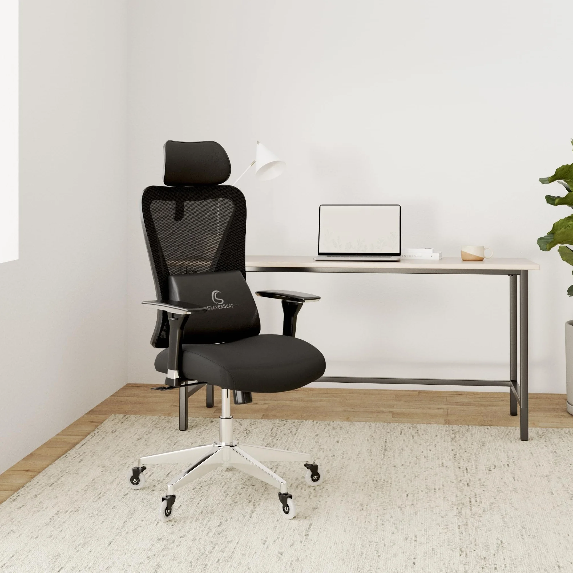 CLOUVOU CleverSeat Ergonomiczne krzesło biurowe [NR 1 W RANKINGU] Regulowane krzesła biurowe - fotele ergonomiczne | Siatkowy fotel biurowy z podparciem | Fotel ergonomiczny do gier do 150 kg