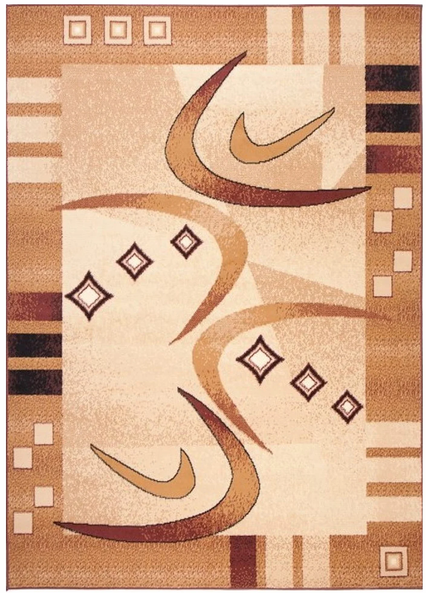 Tapiso Atlas dywan do salonu, sypialni, krótkie runo, nowoczesny, paski, Bumerang kremowy, beżowy, brązowy, melanż, do jadalni, Ökotex 220 x 300 cm