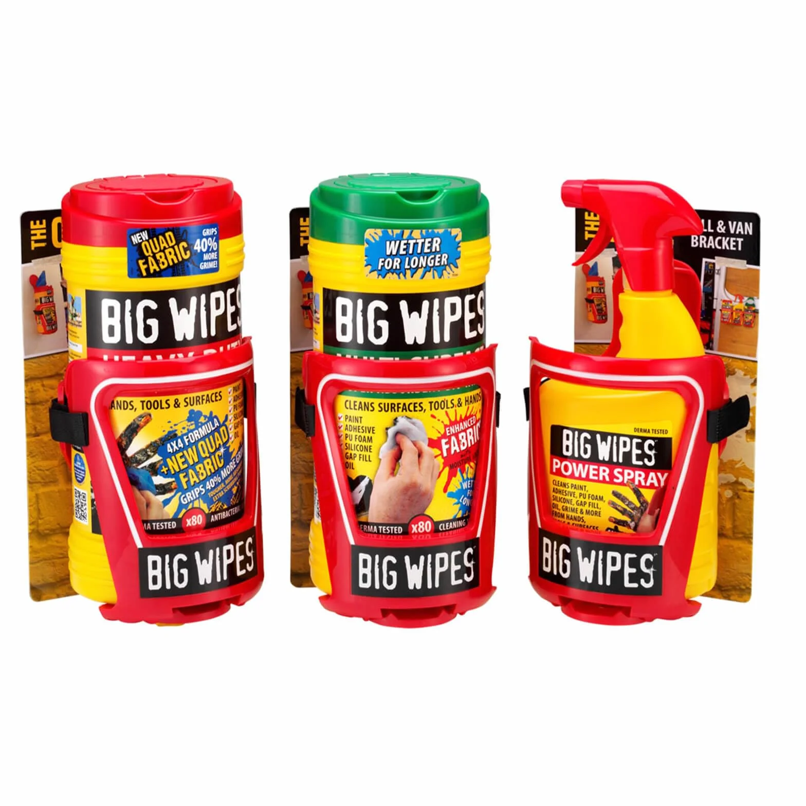 Big Wipes Wspornik do furgonetki i ściany, regulowany, montowany na furgonetce i ścianie. Łatwe mocowanie, wytrzymały materiał, system wsporników oszczędzających czas do czyszczenia produktów. Użyj
