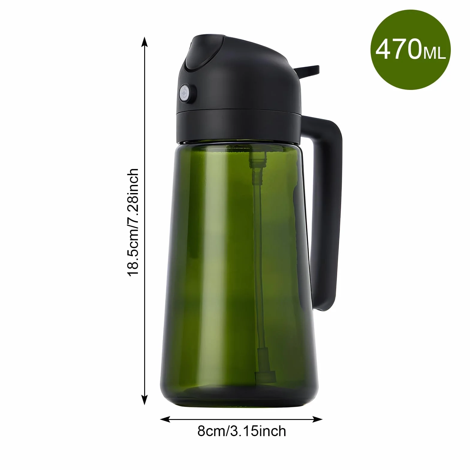 Opryskiwacz do oleju do kuchni - dozownik i opryskiwacz oleju 2 w 1, butelka 470 ml ze szkła premium z wylewką zapobiegającą kapaniu, idealny do kuchni, frytkownicy na powietrzu, grillowania i sałatek