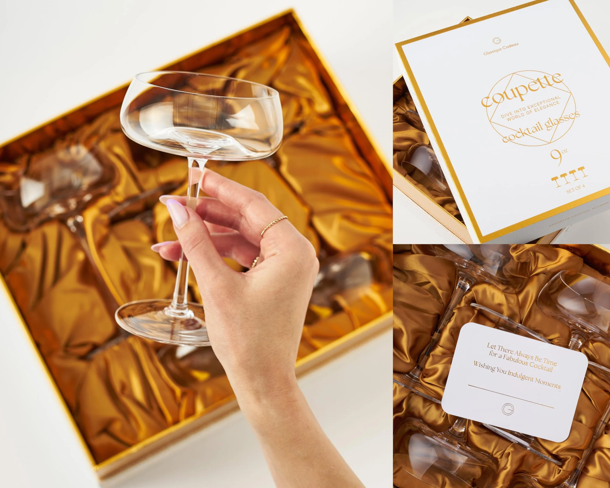 Coupette Kieliszki do koktajli Martini i miseczki do szampana | zestaw 4 szt. | eleganckie kryształowe szklanki koktajlowe 260 ml Coupe z długą nóżką do szampana, espresso Martini, Daiquiri