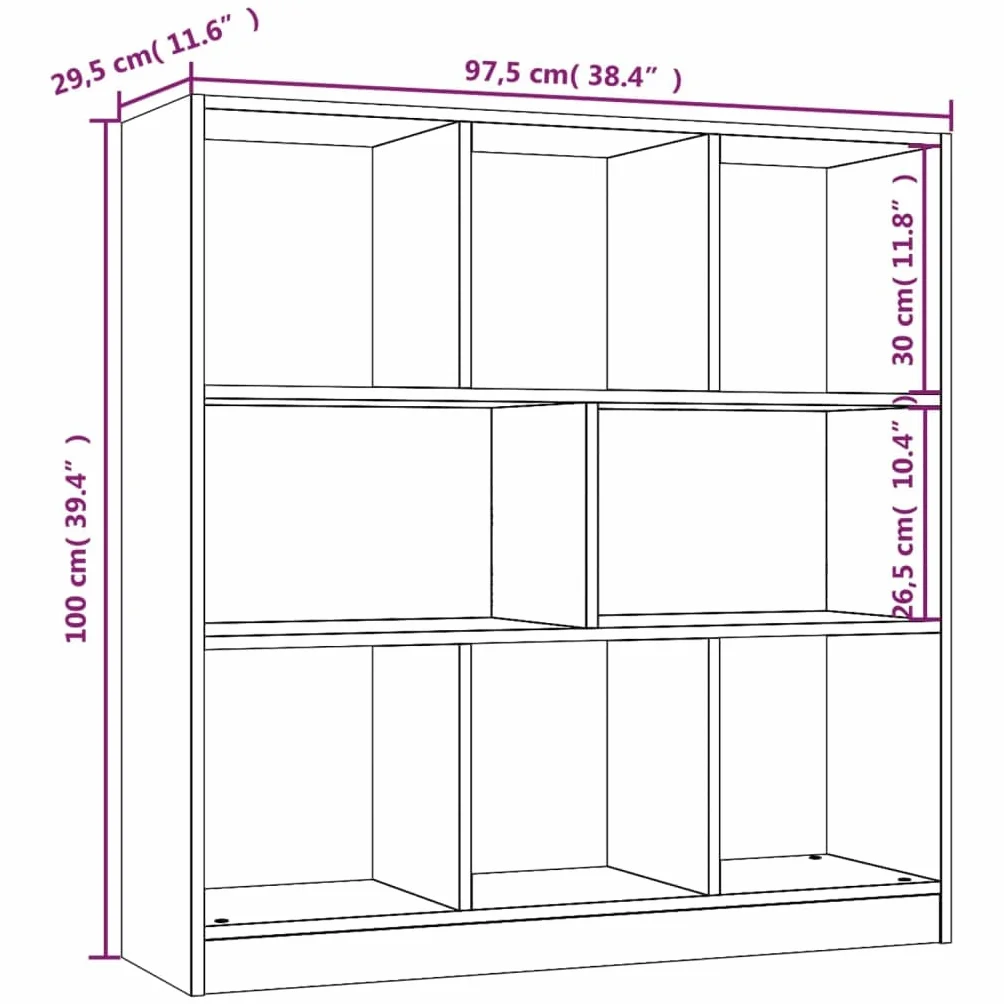 Générique Bibliotheque Chene Fume 97,5x29,5x100 cm Drewno Ingenierie | Półka do przechowywania, szafka na książki, ścianka działowa, dołączony uchwyt ścienny