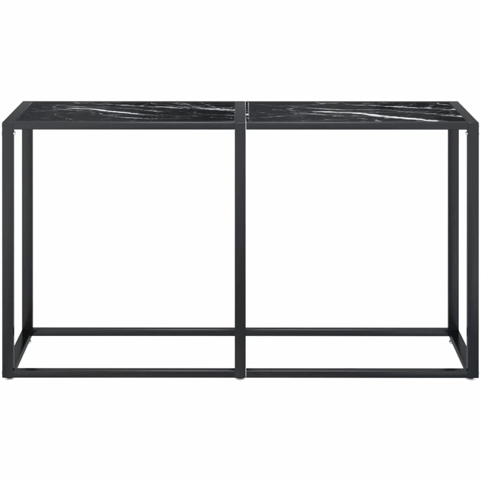 Stół konsolowy czarny marmur 140 x 35 x 75,5 cm szkło hartowane, stolik konsolowy do przedpokoju, wąski stół wejściowy z szufladą i półkami do przechowywania, stolik do sofy do małych