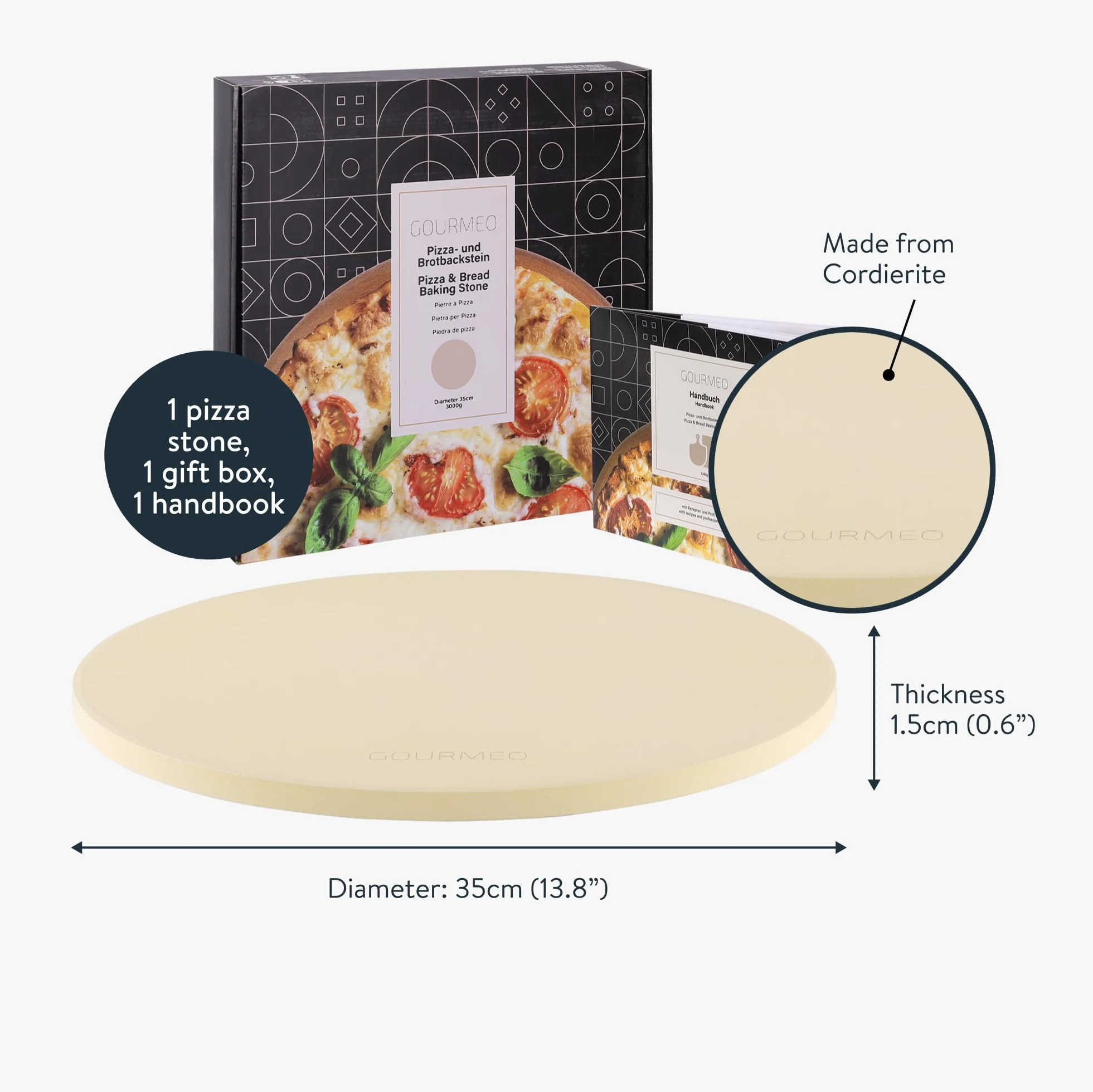Pietra per pizza cordierite rotonda 35 cm
