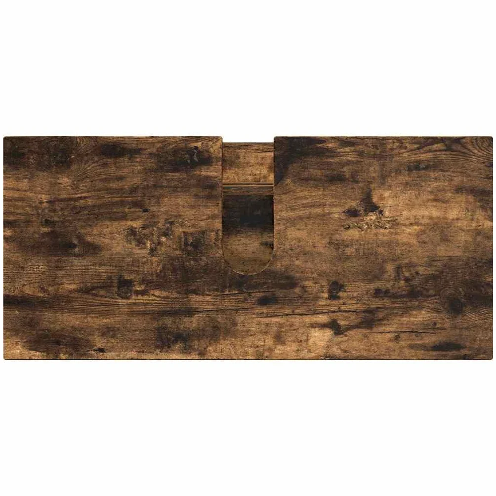 Zestaw mebli łazienkowych, dąb wędzony, 4-częściowy, materiał drewnopochodny, 30 x 35 x 192 cm, montaż ścienny, miejsce do przechowywania przyborów łazienkowych, nowoczesne wzornictwo, łatwe w