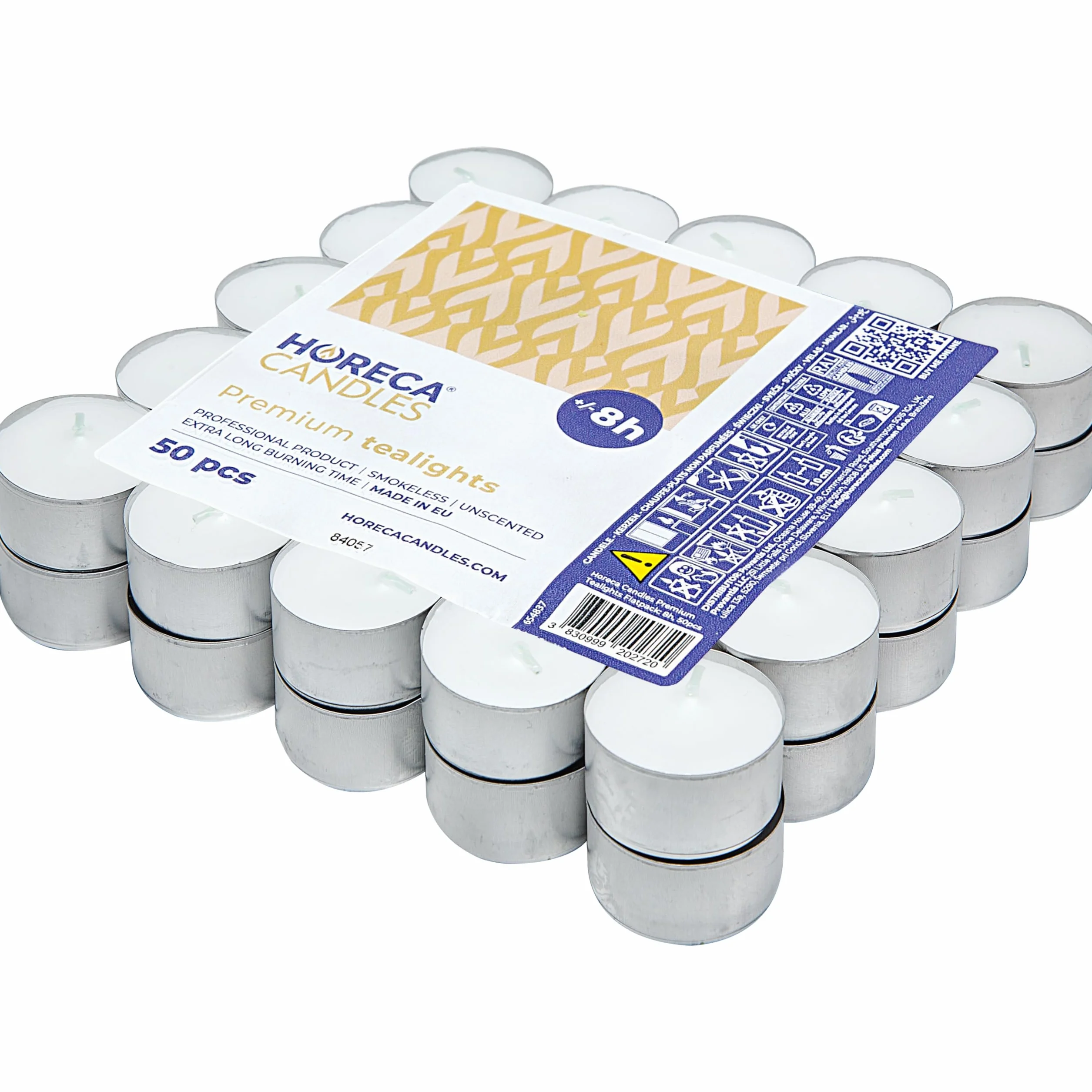 Horeca Candles - Świeczki Tealight - 8 Godziny Palenia - Zestaw 50 Białych Świeczek Tealightowych - Bez zapachu - Podgrzewacze Świeczki na Ślub, Dekoracje, Imprezę