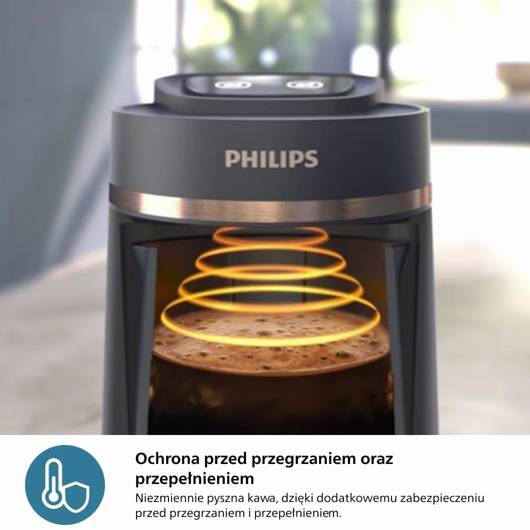 Philips Ekspres do kawy Turecki Seria 5000 - funkcja powolnego parzenia, pojemność 4 filiżanek, zabezpieczenie przed przegrzaniem i przepełnieniem, wskaźnik gotowości, przyciski Easy Touch (HDA150/60)