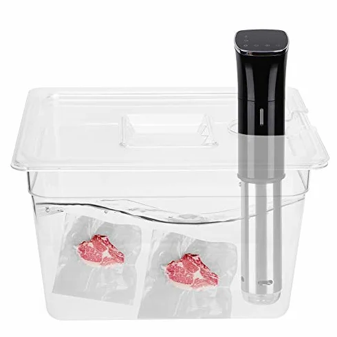 Pojemnik Sous Vide Składany na Zawiasach 11 L z pokrywką do Kuchenki Precyzyjnej, Skalibrowane Znaczniki Ułatwiające kontrolę, Trwały materiał PC do Szybkiego Nagrzewania,