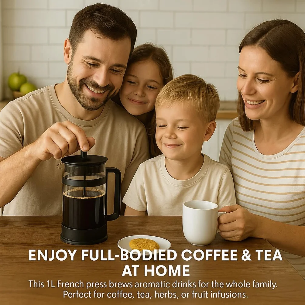 Zaparzacz do kawy French Press 1 l szklany ze stali nierdzewnej Cool-Touch