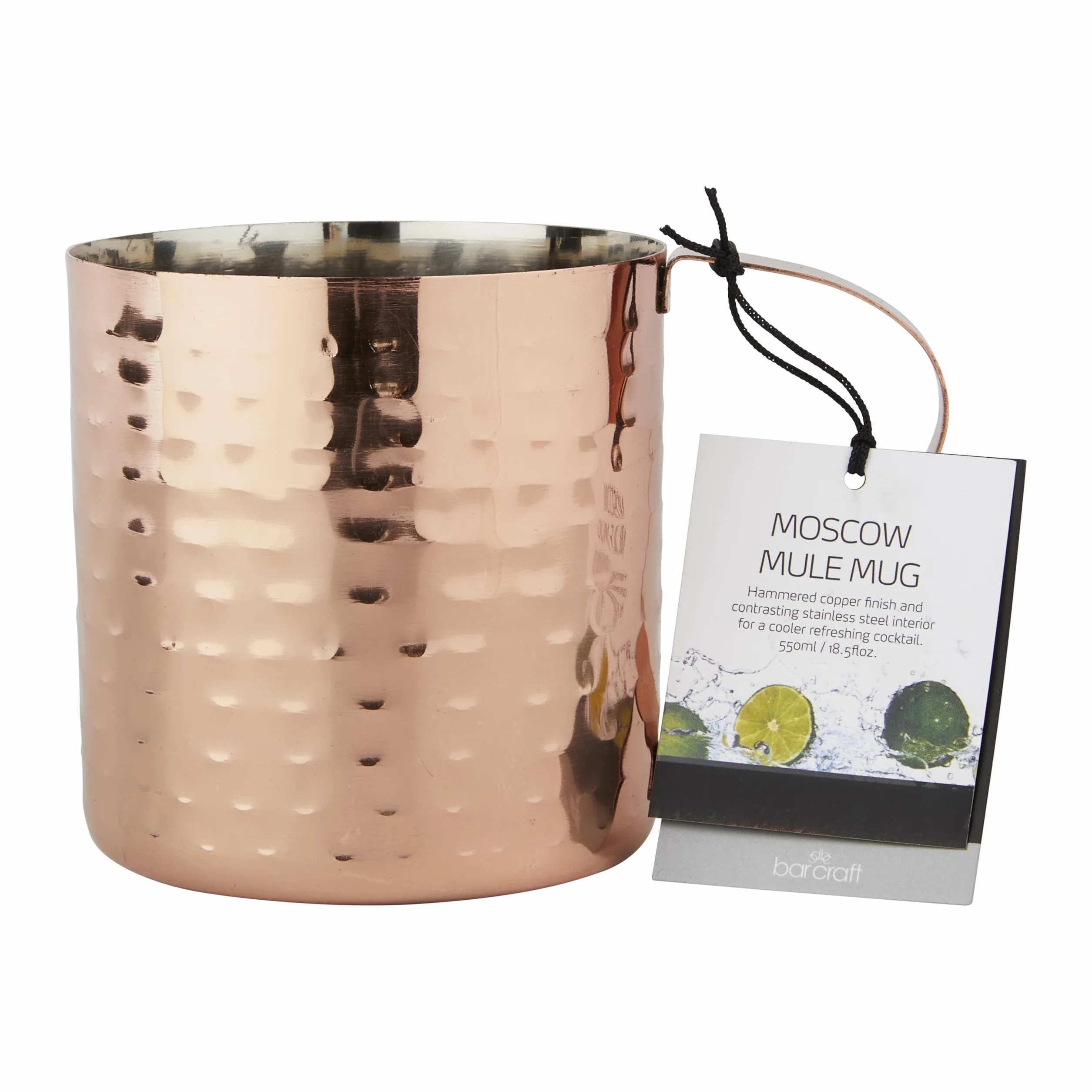 BarCraft BCLLMULE Moscow Mule kubek z młotkowanym miedzianym wykończeniem, stal nierdzewna, 550 ml, brązowy