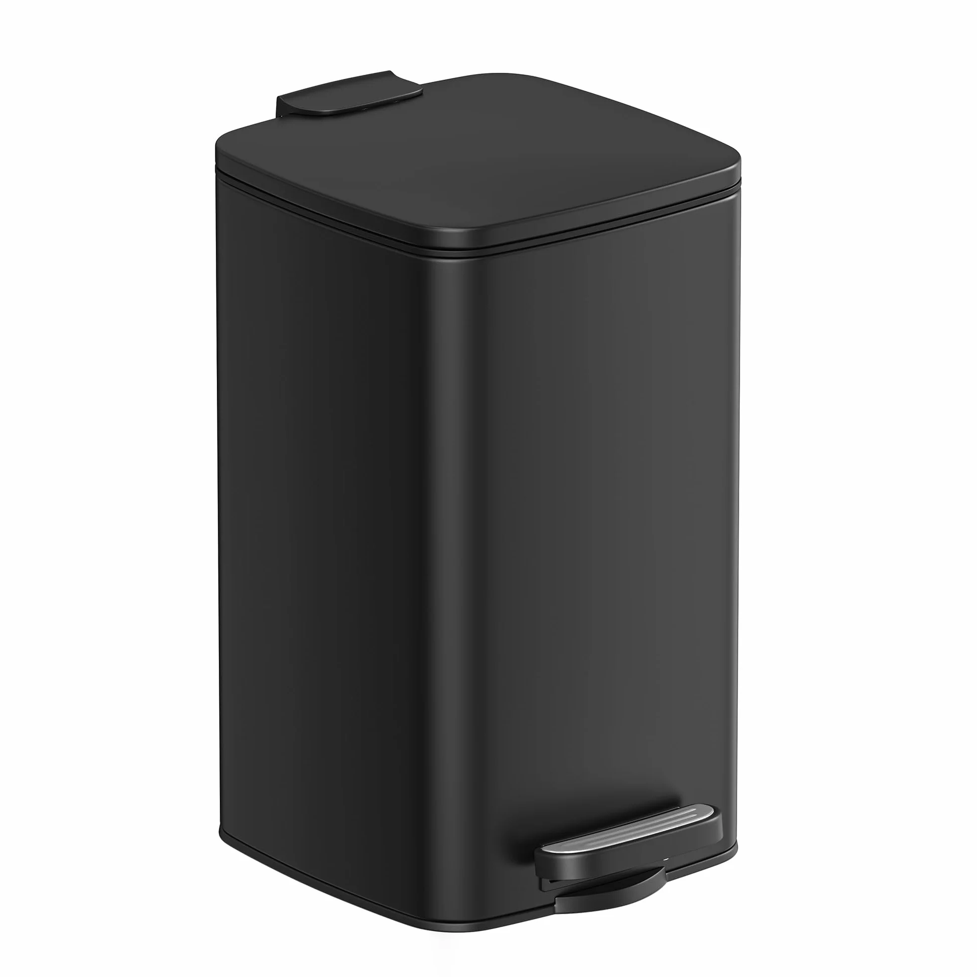 SONGMICS Kosz na odpady kosmetyczne, 8 litrów, kosz na śmieci, mały, z pedałem, do małych pomieszczeń, z pokrywką, Softclose, stal, czarny LTB591B0802