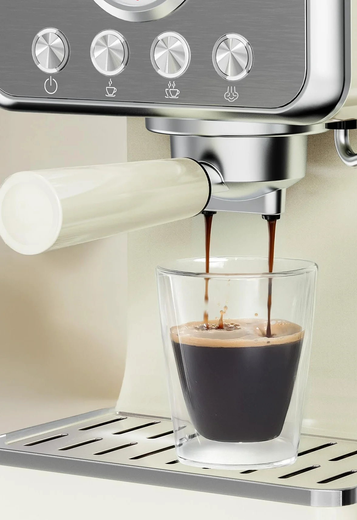Jocca - Ekspres do kawy retro | 15 barów ciśnieniowych | Wyjmowany zbiornik na wodę 1,7 l | filtr na 1-2 filiżanki (40/80 ml) | wyjmowana taca ociekowa | ochrona przed przegrzaniem | 1400 W