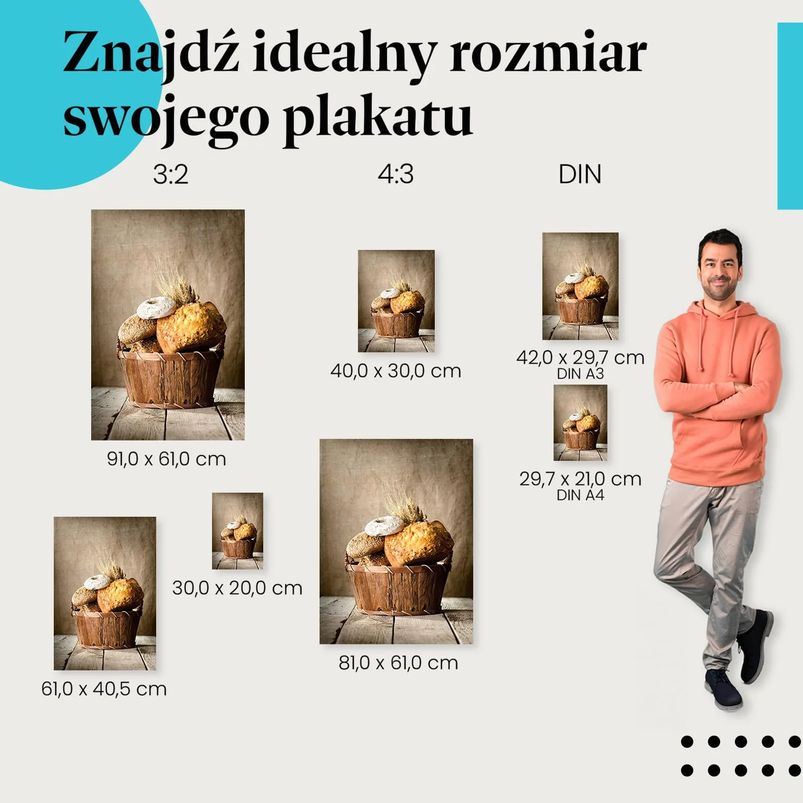 Postereck - 2662 - Kosz z Chlebem, Śniadanie, Pieczywo, Kuchnia – Wydruk, Dekoracja Ścienna - ekran - 100,0 cm x 75,0 cm