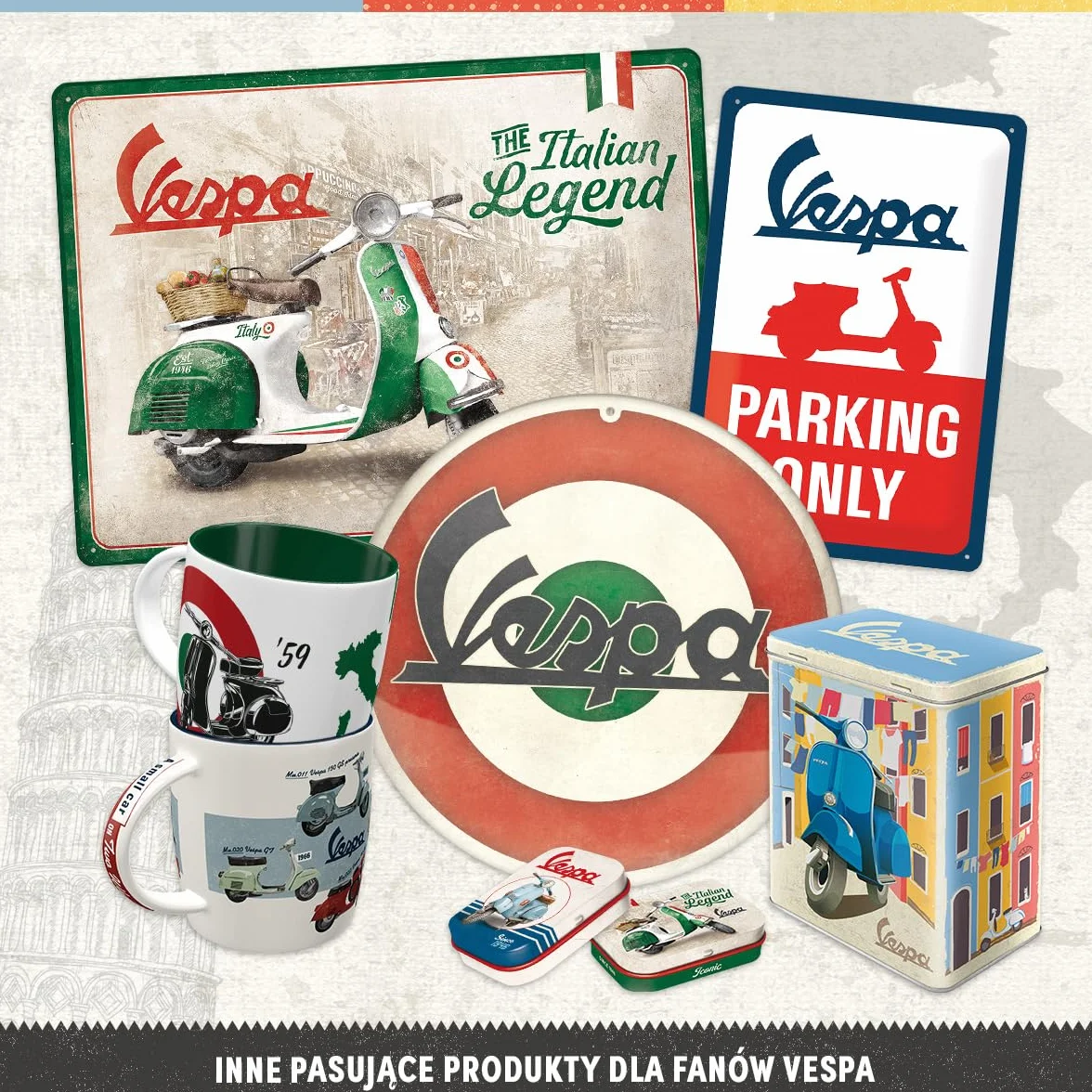 Nostalgic-Art Retro puszka na herbatę, 100 g, Vespa – Model Chart – Pomysł na prezent dla miłośników skuterów, Official License Product (OLP), metalowy pojemnik na herbatę, Styl vintage