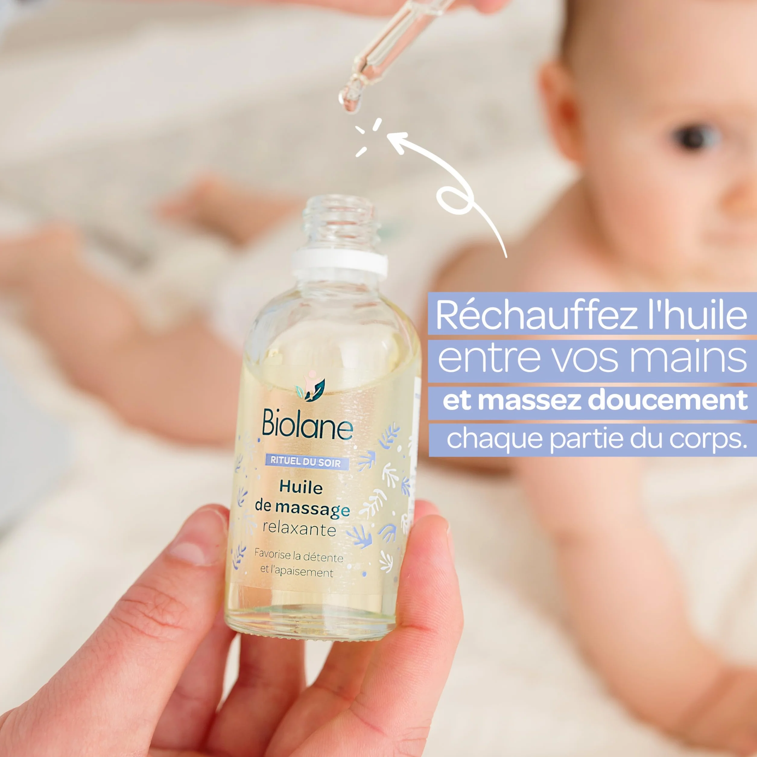 BIOLANE - Olejek do masażu - Dziecko - Relaks - Relaksujący i kojący zapach - 99% naturalnych składników - 50ml - Wyprodukowano we Francji, biały, 50,00 ml (zestaw 1)