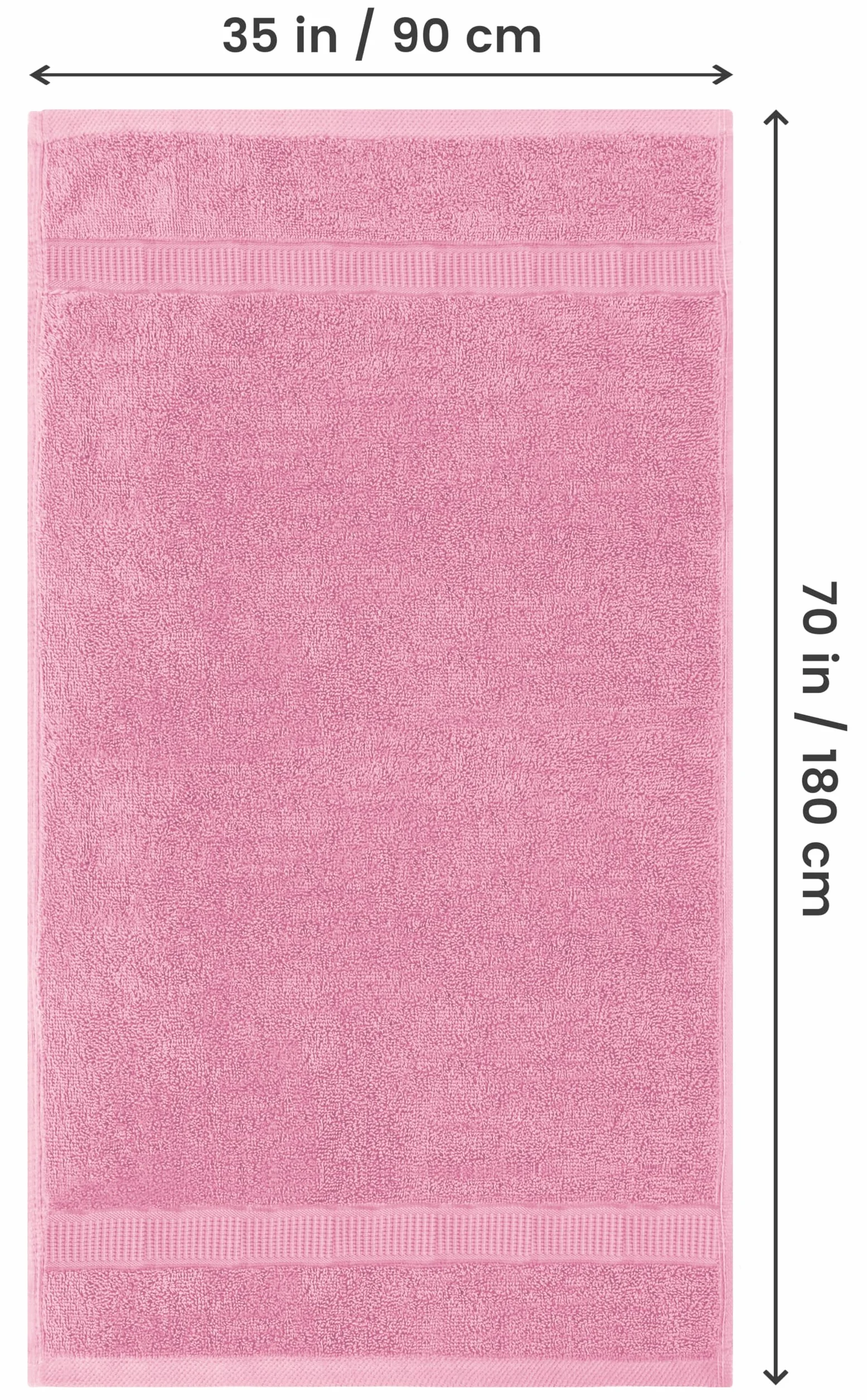 Utopia Towels Ręcznik Kąpielowy 100% Czesana Bawełna 90x180 cm 2 szt. Różowy