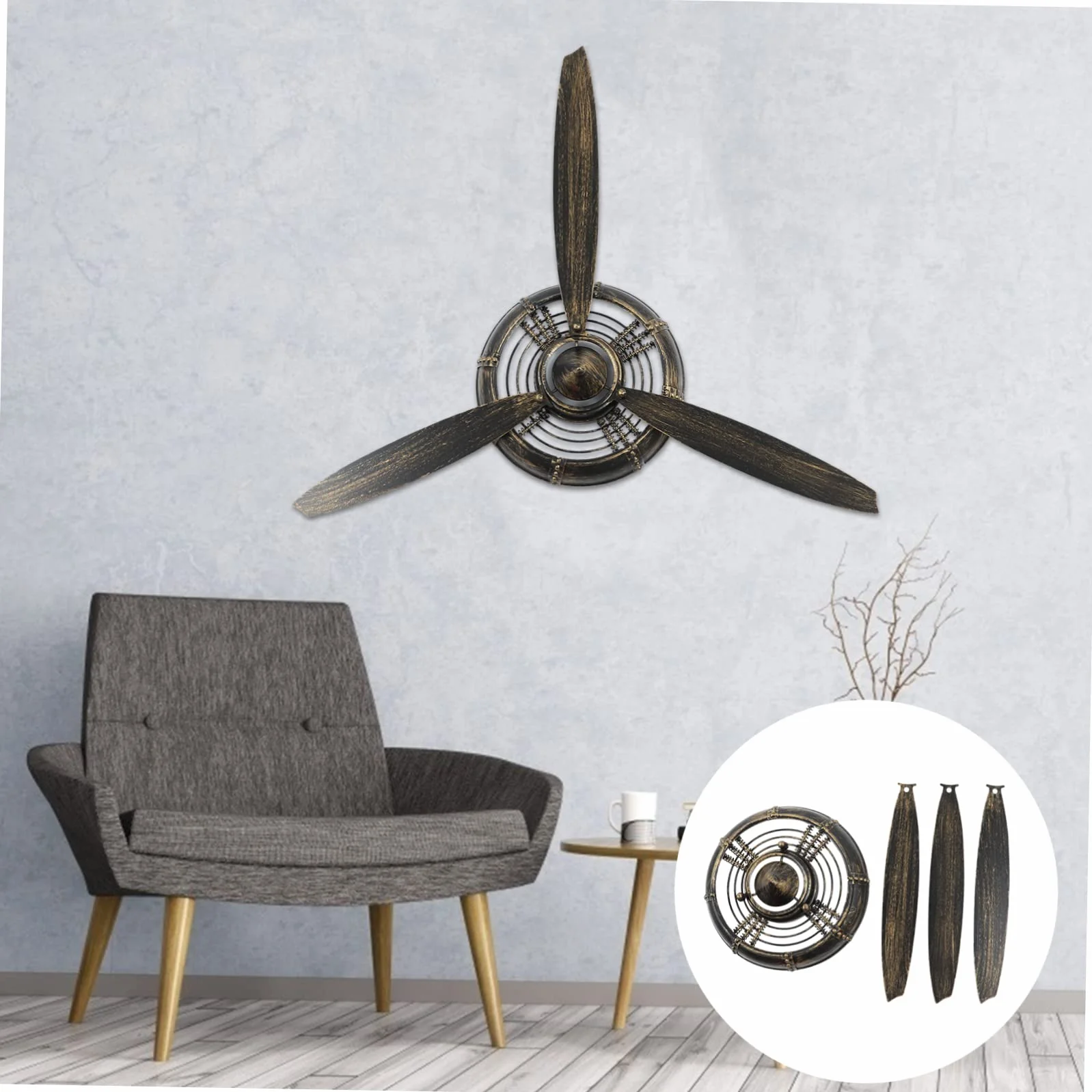 Ipetboom Industrialny Dekoracyjny Model Śmigła Do Zawieszenia Ścianę Metalowa Ozdoba Stylu Retro Do Salonu Biura i Kawiarni Unikalny Wiszący Element Dekoracyjny