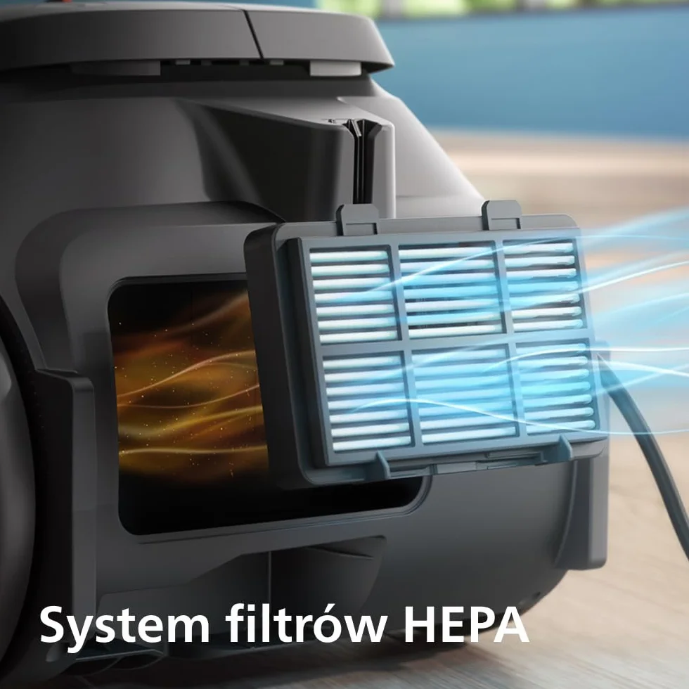 Odkurzacz workowy Philips Seria 2000 – Kompaktowy i lekki, silnik 800 W, filtr HEPA wyłapuje 99,9% kurzu, końcówka wielofunkcyjna, zasięg 9 m, duży worek na kurz (XD2142/12)