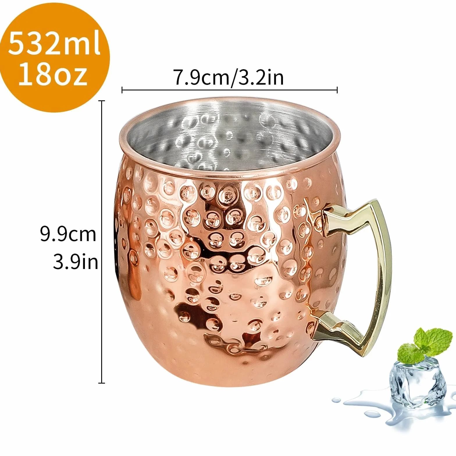 Miedziane kubki Moscow Mule ze stali nierdzewnej 540 ml zestaw 2 sztuk
