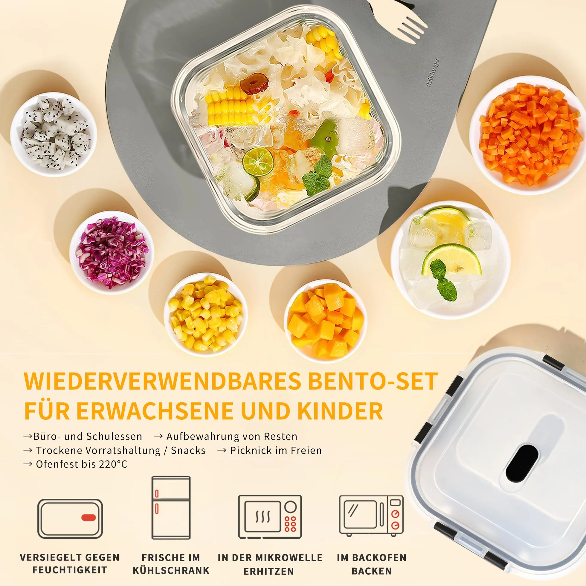 LNWSN Pojemniki na zapasy szklane z pokrywką, 6 sztuk, 1200 ml, pojemniki na żywność z pokrywką o dużej pojemności, wysoce przezroczyste pudełko na jedzenie dla gospodyń domowych do przechowywania