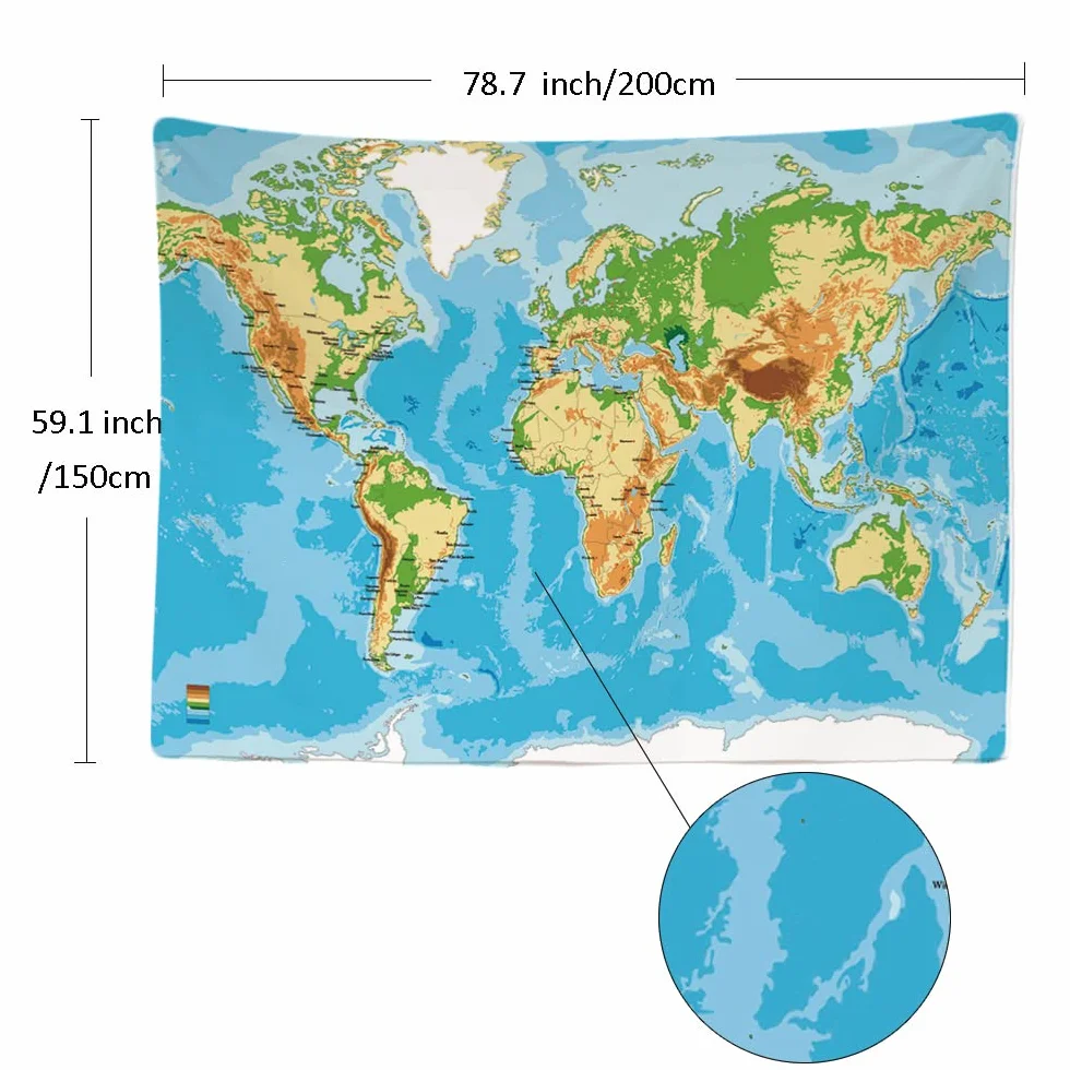 Ulticool - Mapa świata Dekoracja ścienna - Dywan ścienny - 200x150 cm - Duży gobelin - Dekoracja plakatowa - Dekoracja - Sukienka - Tkanina - Malarstwo - Malarstwo