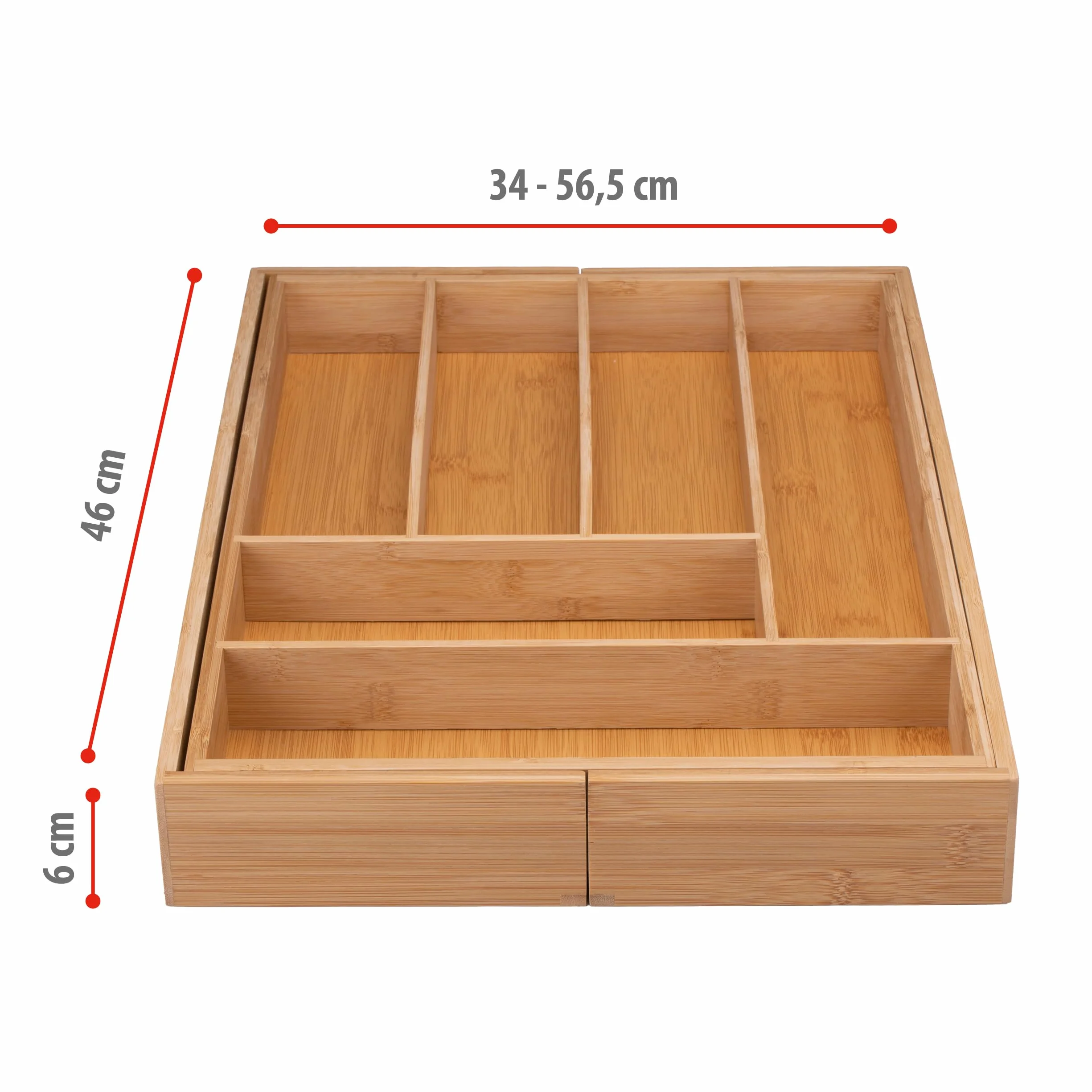 Alpina Organizer Szuflady, Drewno, Brązowy, 46 x 34-56,5 x 6 CM