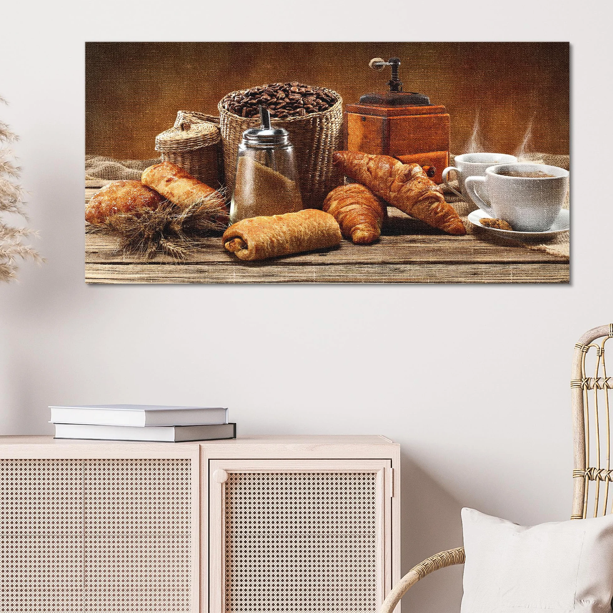 DEQORI Obraz na płótnie hybrydowy | motyw przyjemnej przerwy | Design Canvas 100 x 50 cm | obraz na płótnie płaski i nowoczesny ze szkłem | obraz ścienny do salonu, sypialni, przedpokoju i kuchni