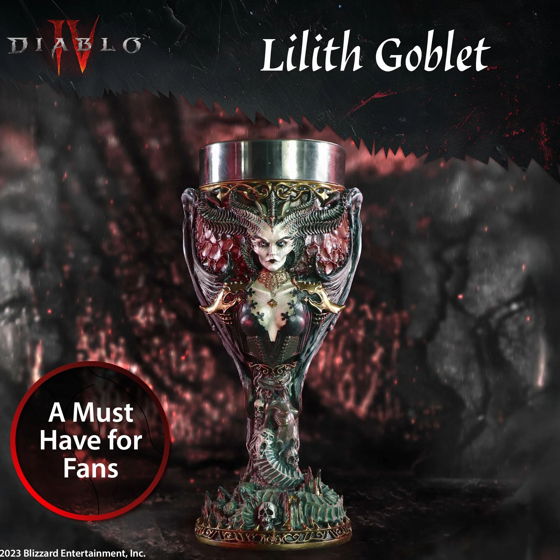 Nemesis Now B6442X3 Diablo IV Lilith Kielich 19,5 cm, czarny